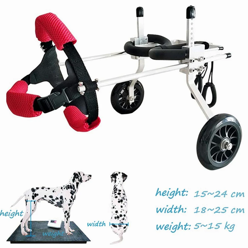 Carrello per Cani, Passeggino per Zampe Posteriori, Sedia a Rotelle per Animali Domestici per Piedi Posteriori, Portatori di Handicap/Paralisi/Disabili, 5-15 kg