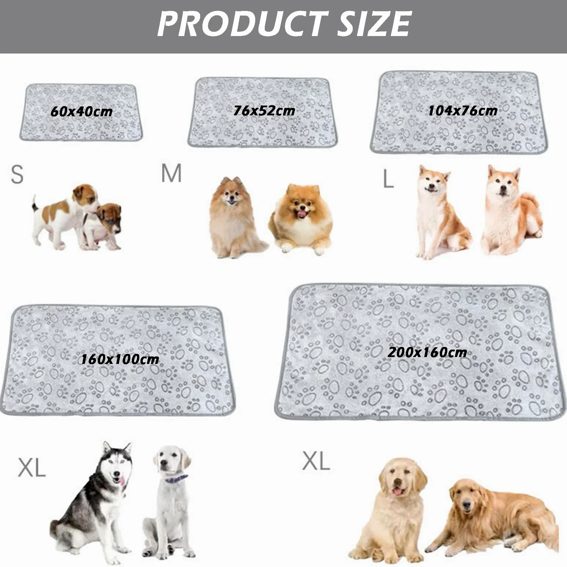 Confezione da 2 coperte per animali domestici di grandi dimensioni, con stampa di zampe, morbida coperta calmante per cani e gatti, calda coperta per dormire, divano, letto, divano (200 x 160
