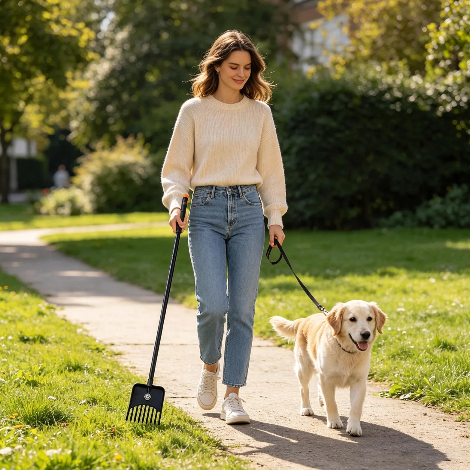 Generico Raccoglitore escrementi gatto Pala feci con manico lungo da cani | Raccoglitore Di Lettiera Da Animali Regolabile Utilizzazione domestico cortile prato viaggio campeggio escursione e picnic