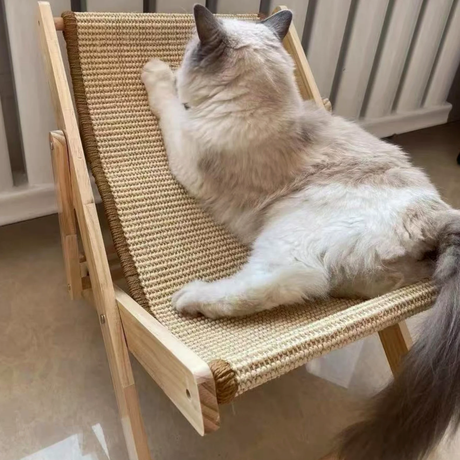 Cuccia Regolabile per Gatti, Poltrona per in Sisal, Amaca Pieghevole per Gatti, Capacità di Carico di 10 kg, Regolabile su 4 Livelli, per Cani di Piccola Taglia, Piccoli Animali