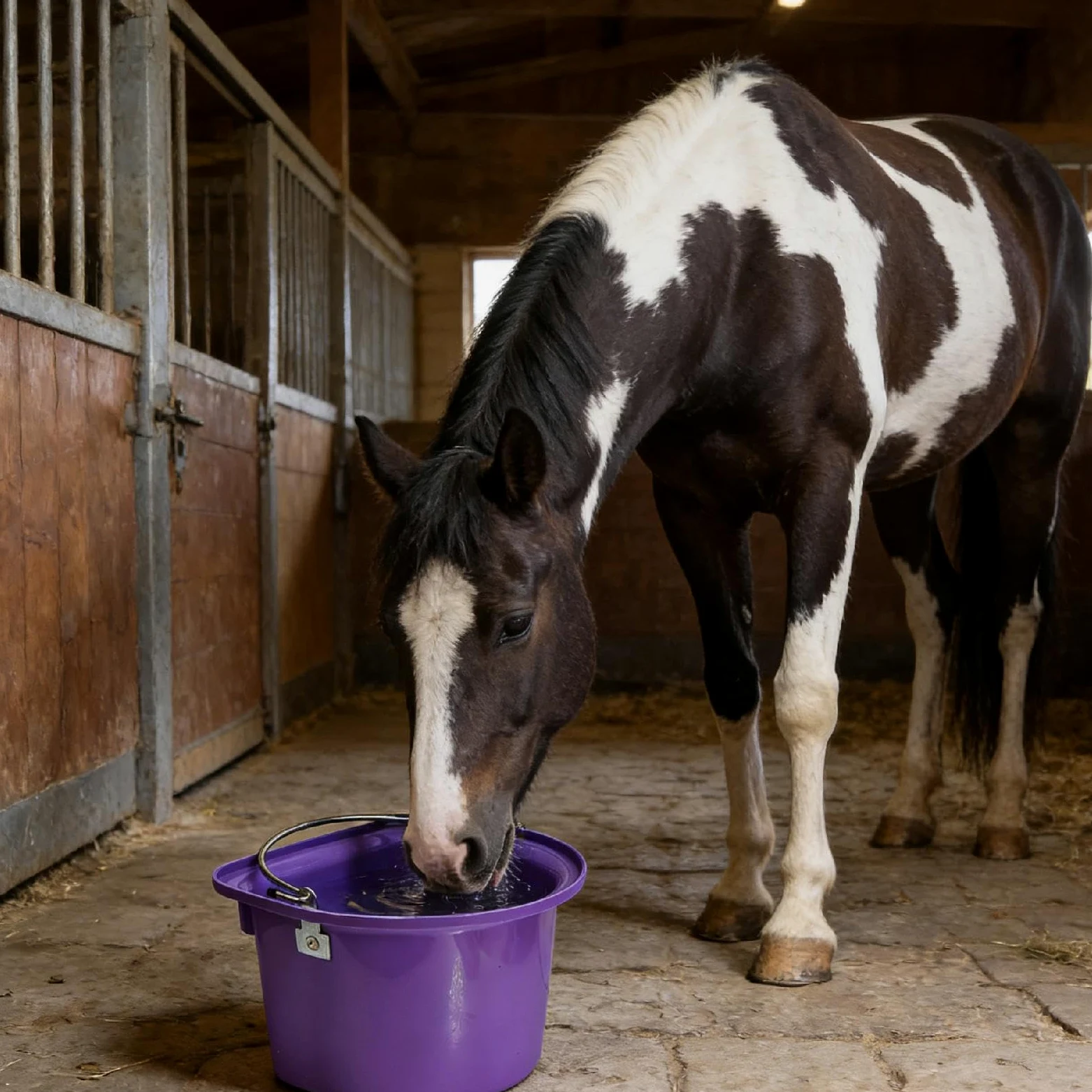 Mangiatoia per Cavalli, Secchio per Mangime, Contenitore per Mangime, Secchio per Acqua, Materiale Metallico PP Resistente all'Usura, Facile da Pu