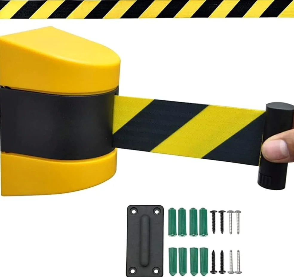 Generico Rete di Sicurezza per carichi Pesanti in Corda di Iuta, Protezione per Bambini, Corda per Bambini, Nastro barriera Retrattile da 5 m per la Gestione delle Code, barriera di Sicurezza a paret