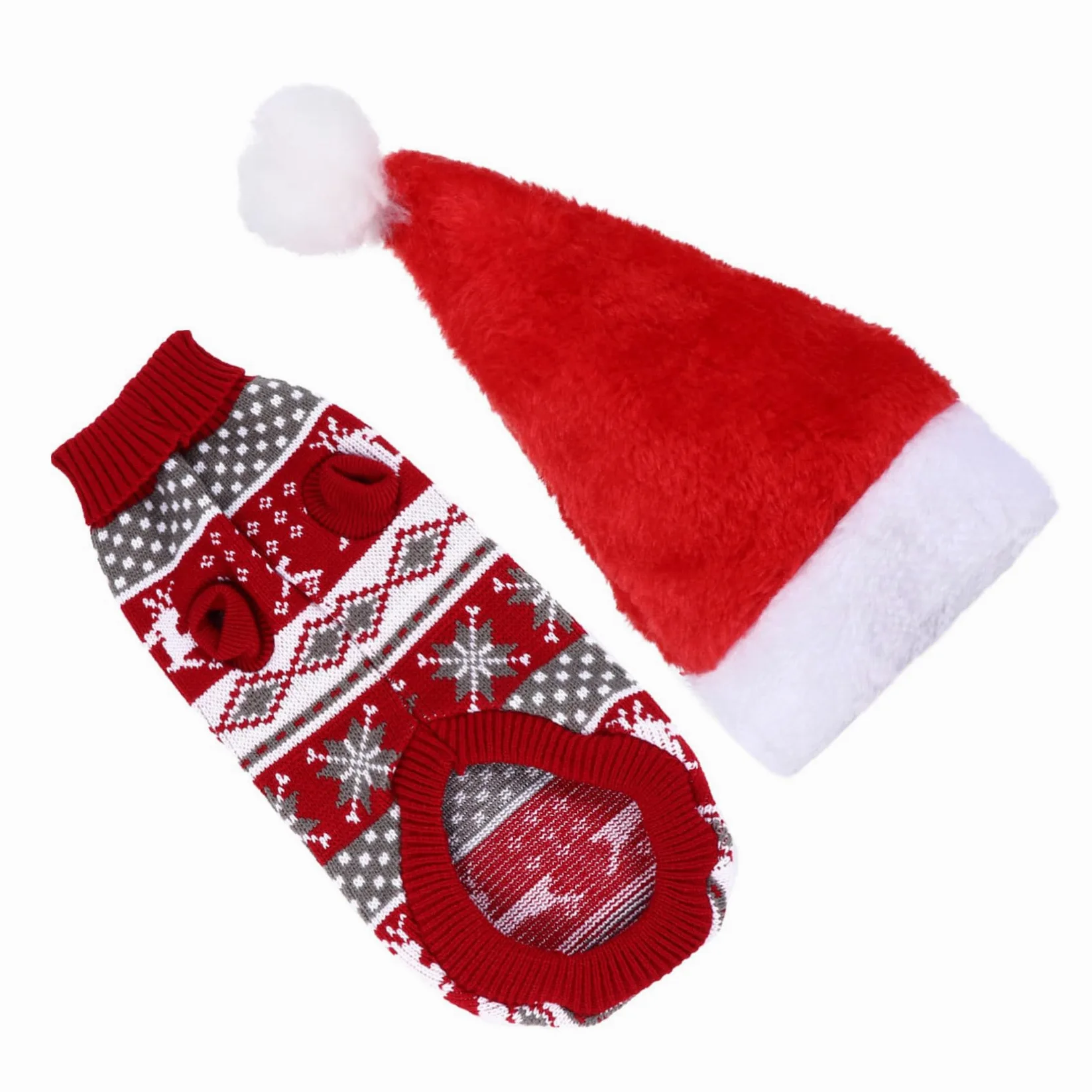 HMJGDHX 2 Pezzi di Renne per Animali Domestici Maglione e Cappello Natalizi per Cani Caldi per Cuccioli per Abiti Natalizi per Animali Domestici e Occasioni Invernali