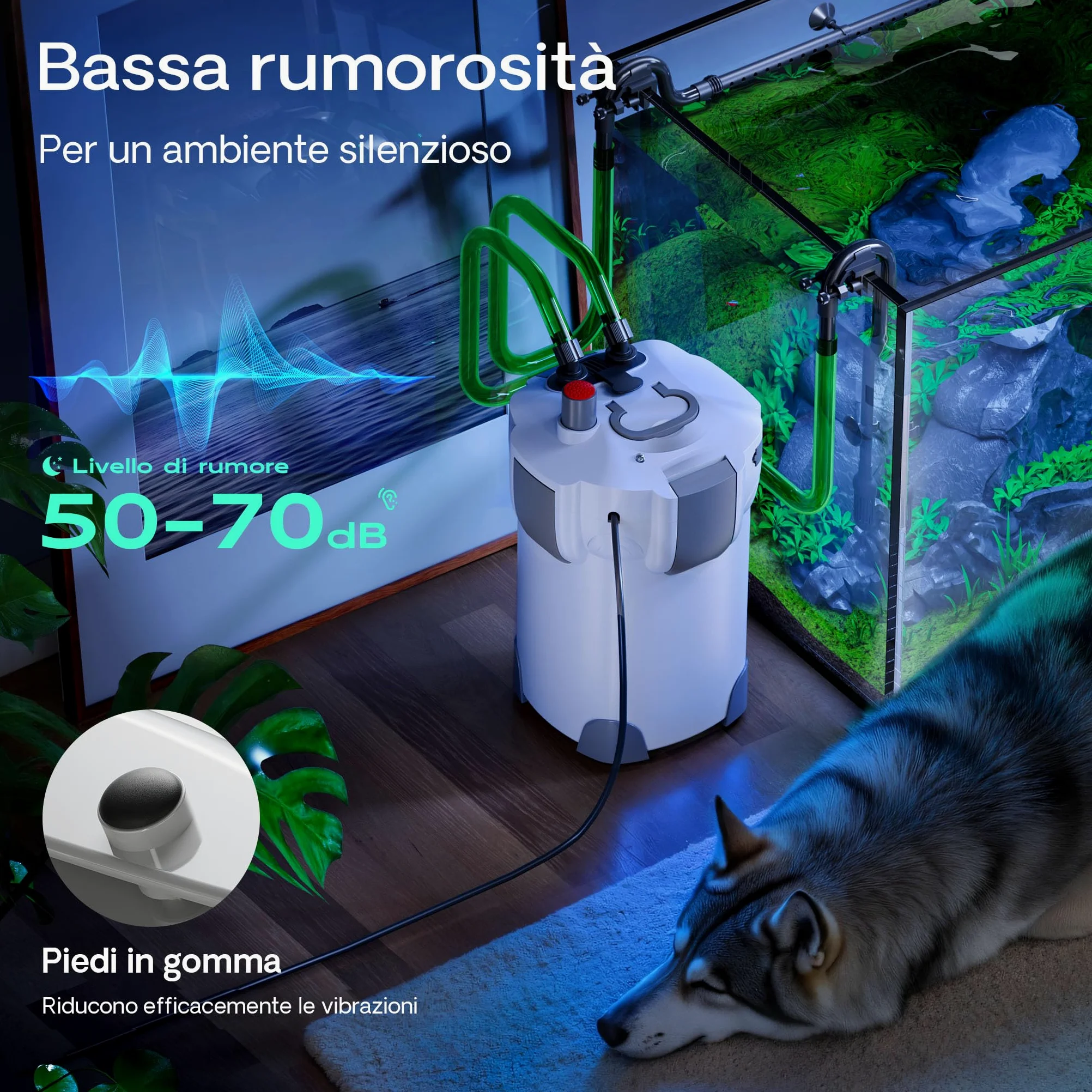 SunSun HW-402B Filtro Esterno per acquari con Pompa 1.000 l/h e chiarificatore UVC da 9W, Filtro a 3 stadi con mezzi e spugne filtranti Inclusi