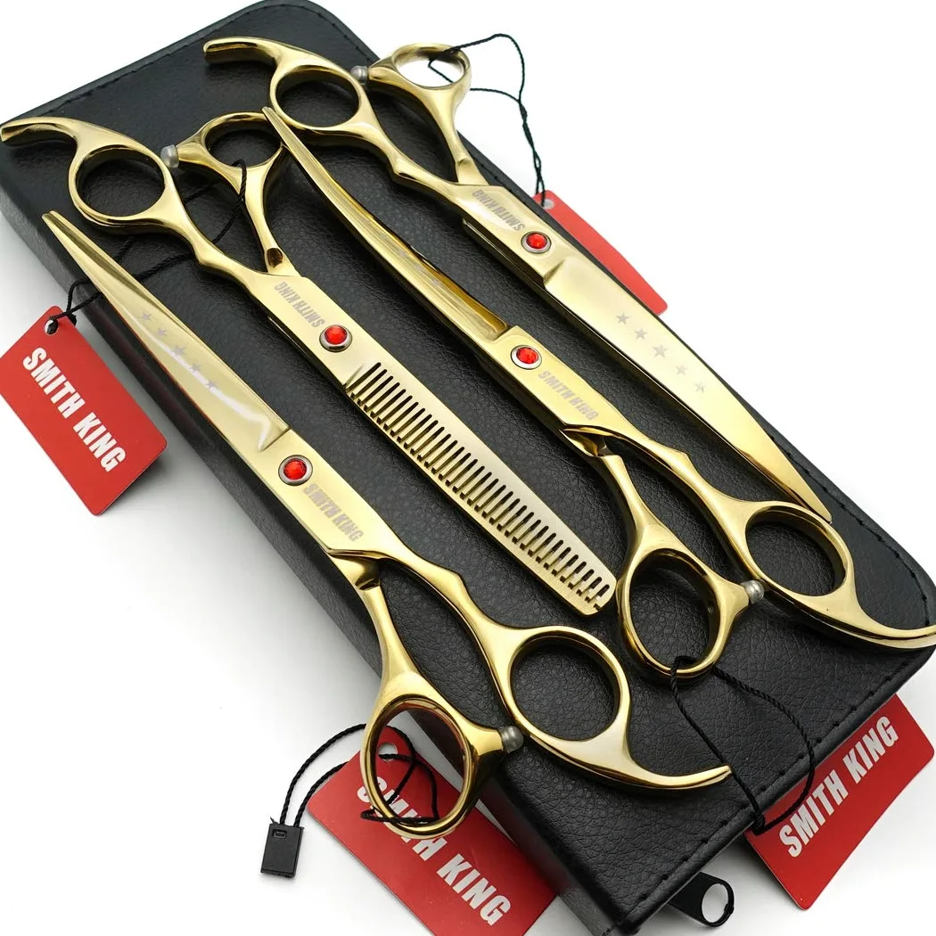 SMITH KING Set di 4 forbici da toelettatura per cani da 7 pollici