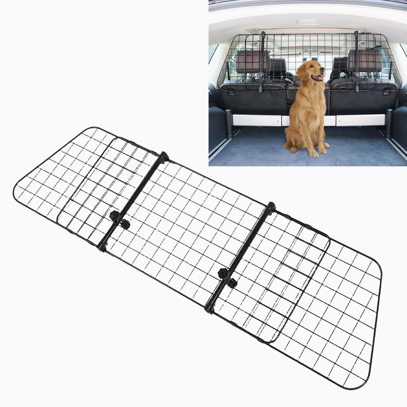 Cancello Divisorio per Bagagliaio per Animali Domestici Barriera per Auto per Cani Regolabile Rete Ad Alta densità per SUV 1 unità