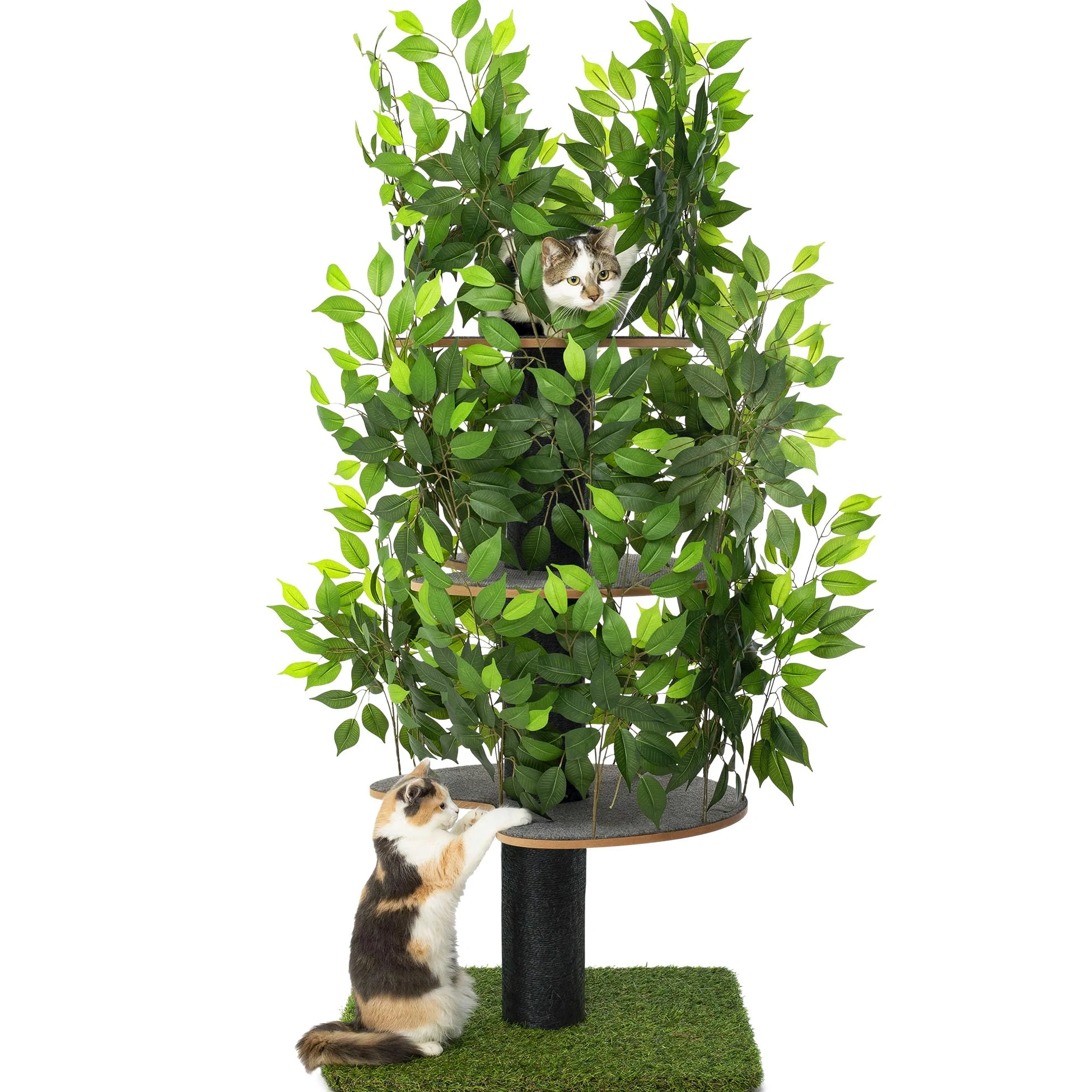 Albero per gatti con Foglie Intercambiabili - Brevettato Tiragraffi per Gatti Adulti, per Arrampicarsi Nascondersi e Dormire - Più Livelli, Facile da Montare - Tiragraffi Gatto Costruzione Robusta