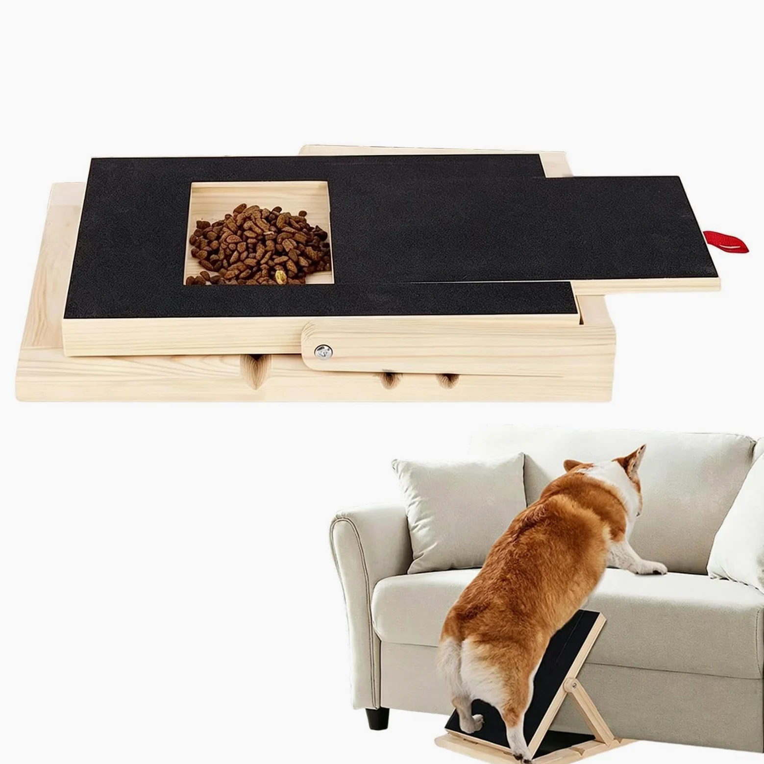Tavoletta Abrasiva Unghie Cane Rifinitore In Legno | con Cassetto Snack Tavoletta per Taglio Unghie Cani Per Arricchimento e Addestramento Interattivo di Cuccioli e da Tenere in
