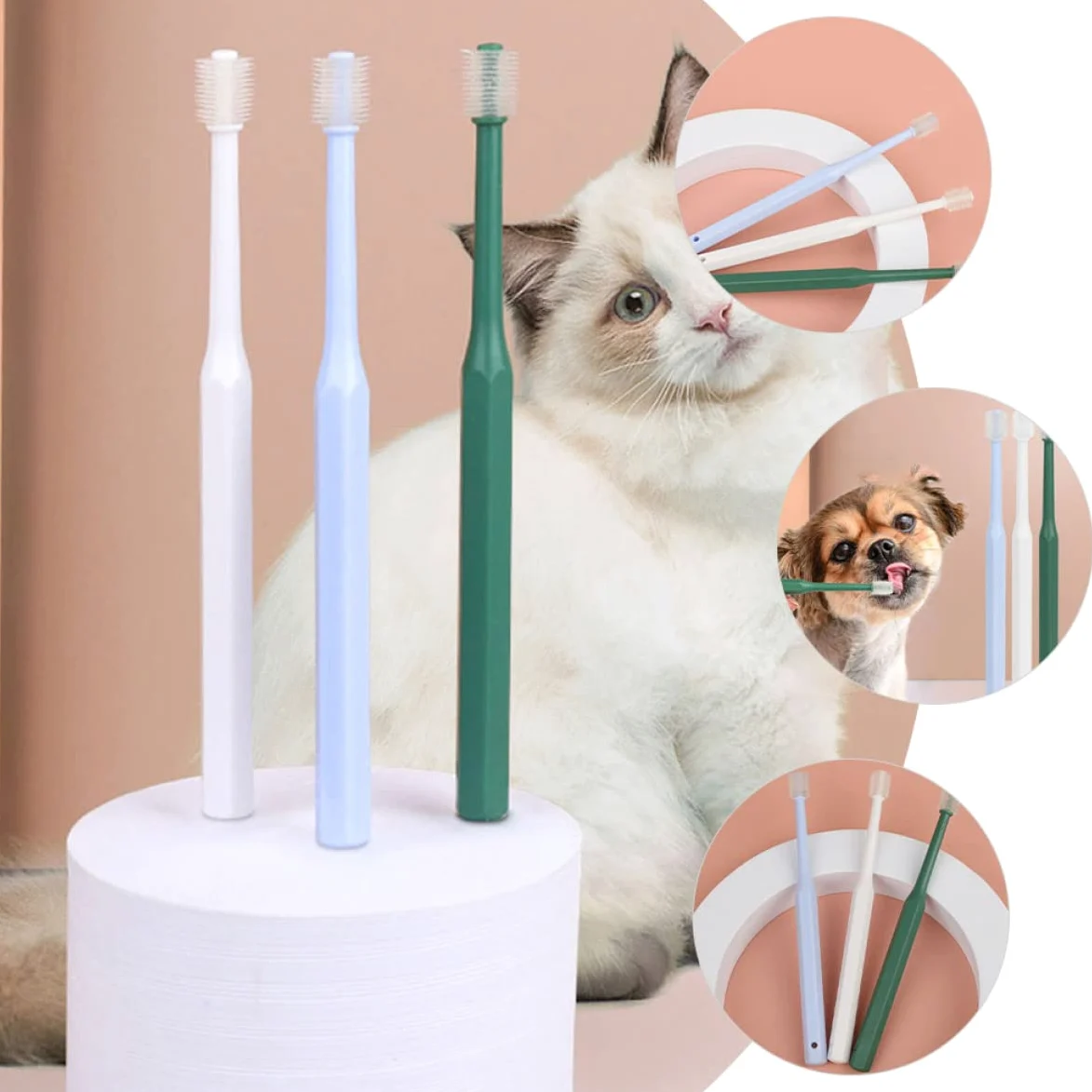 Mipcase 12pezzi Spazzolino Da Denti Per Animali Domestici Spazzolino Leggero Con Manico Ergonomico e Setole Morbide Pulizia Orale Profonda Per Cani e Gatti Gradi Di Comfort e Praticità