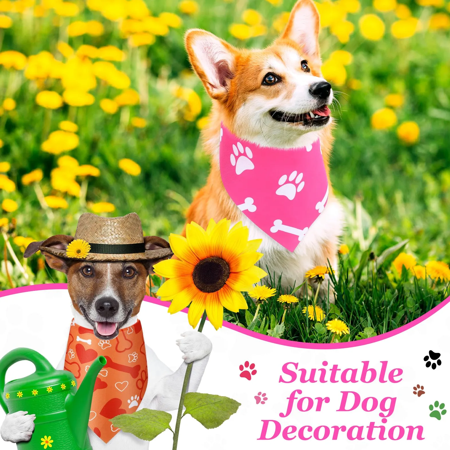 Abbylike 200 bandane per cani con stampa di zampe, bandane per cani, animali domestici, triangolari, bavaglini per cuccioli di animali domestici, gatti, accessori per costume da festa
