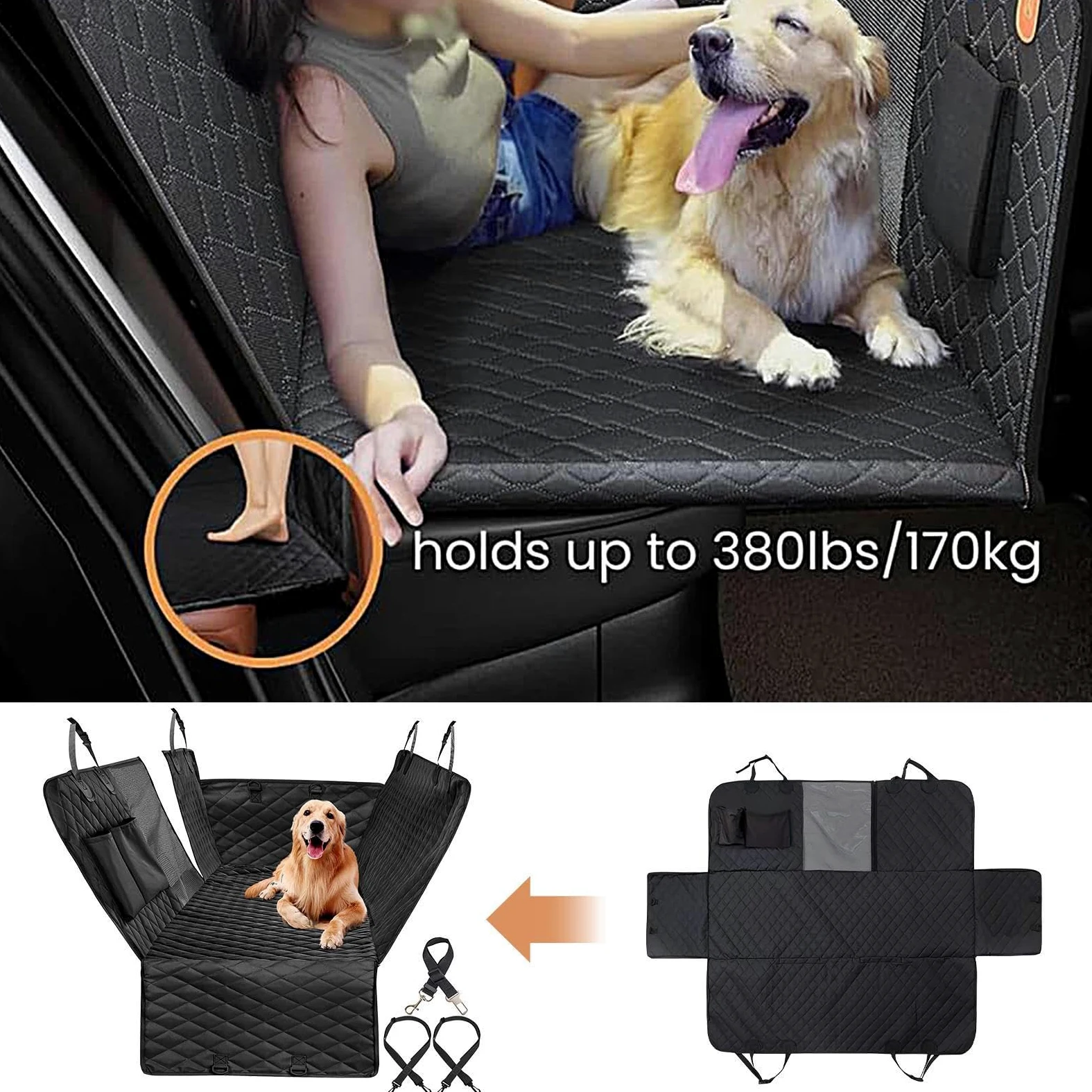 Coprisedile per cani per sedile posteriore, impermeabile, con fondo rigido, antigraffio, antiscivolo, amaca da viaggio per camion, SUV, auto