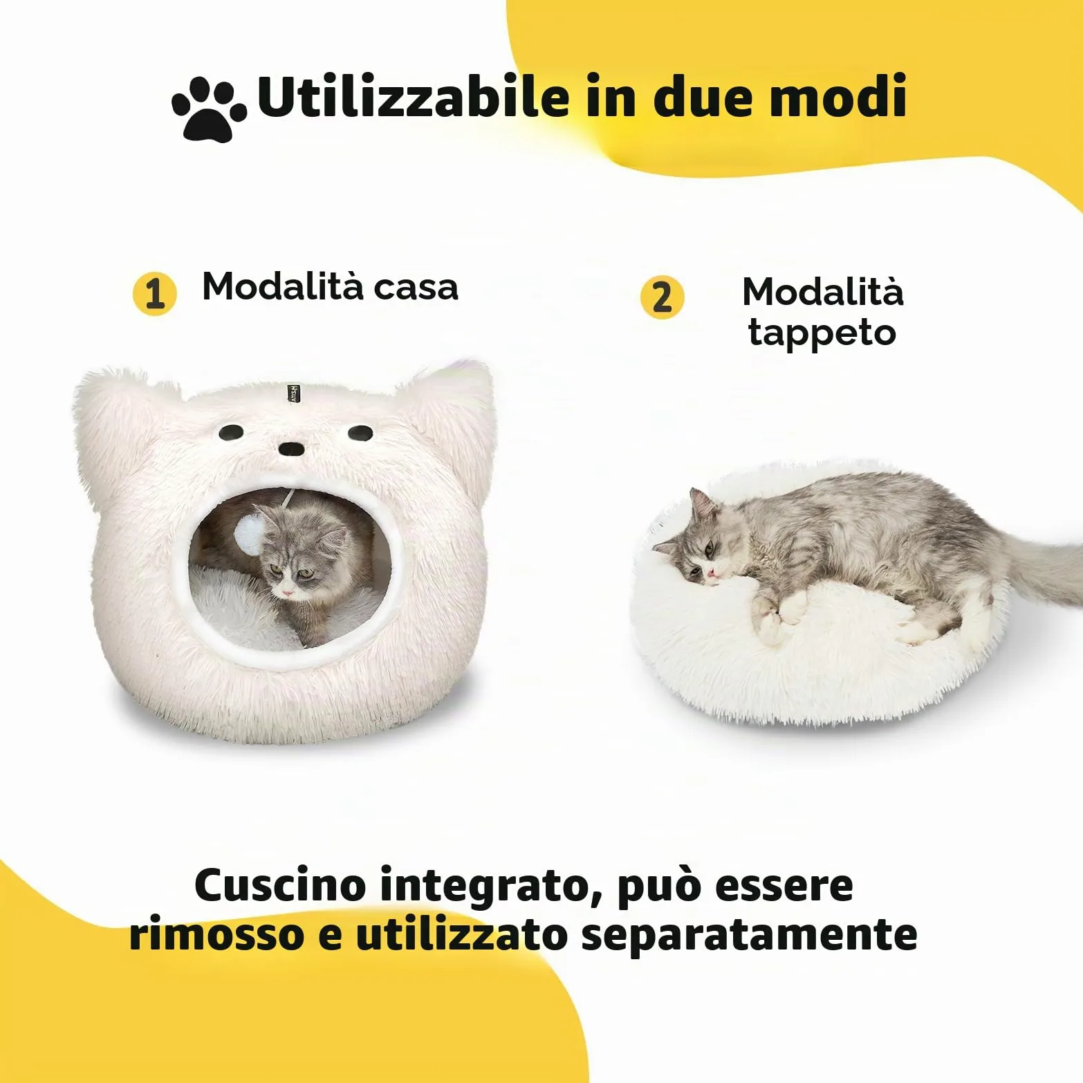 Catism - Lettino per Gatti con Igloo, Cuscino Lavabile per Gatti, Morbido Cuscino per Animali Domestici, Letto Morbido e Soffice per Gattini e Cuccioli