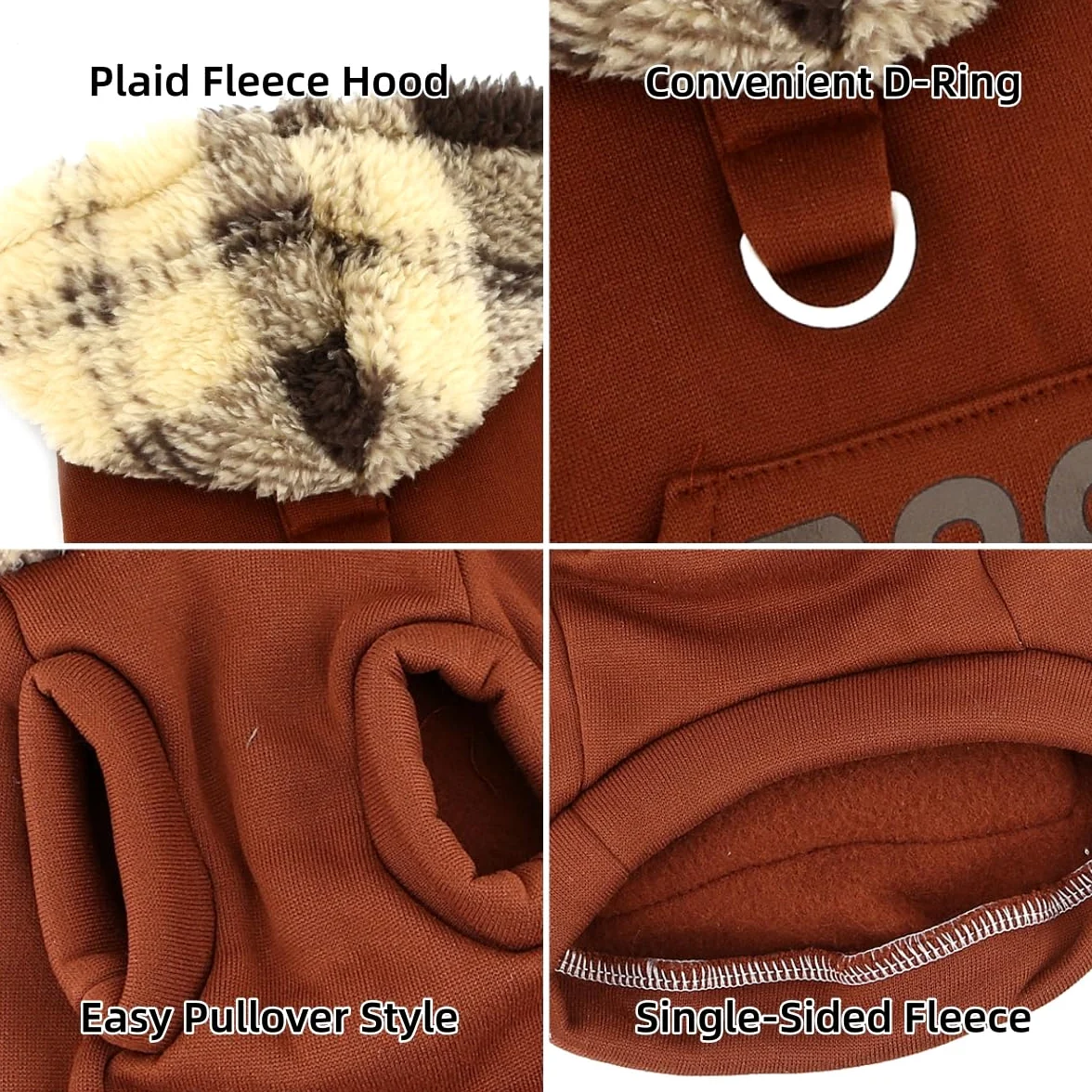 XHYRHTS Maglione in Pile per Cani con Cappuccio Scozzese Fuzzy per Razze XSmall Piccole, Caldo Pullover Senza Maniche con Anello a D e Tasca, Completo Invernale con Cappuccio per Cuccioli Gattini