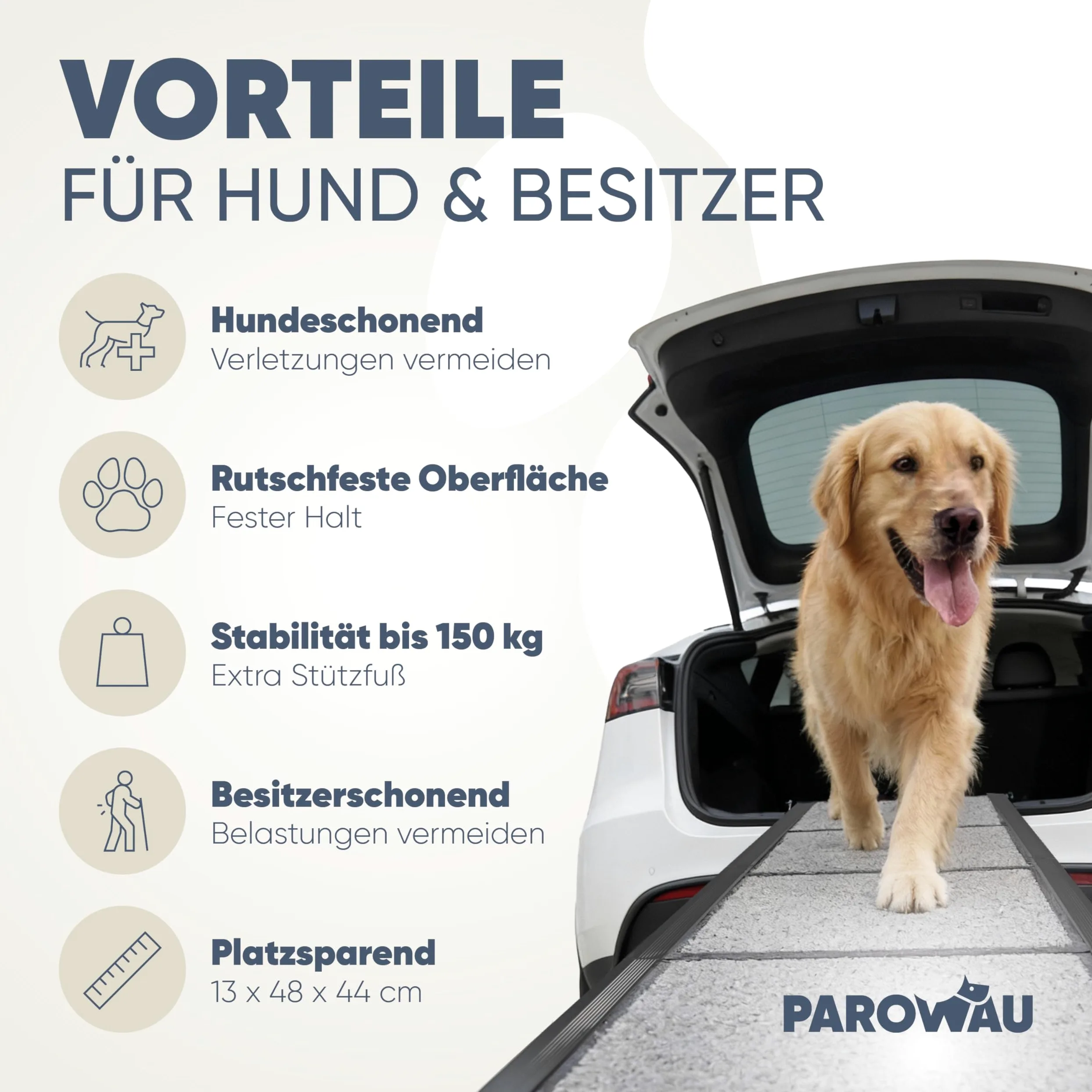 Rampa per cani per auto, pieghevole, 120 kg, extra stabile, con base aggiuntiva, 170 x 44 cm, per auto e SUV