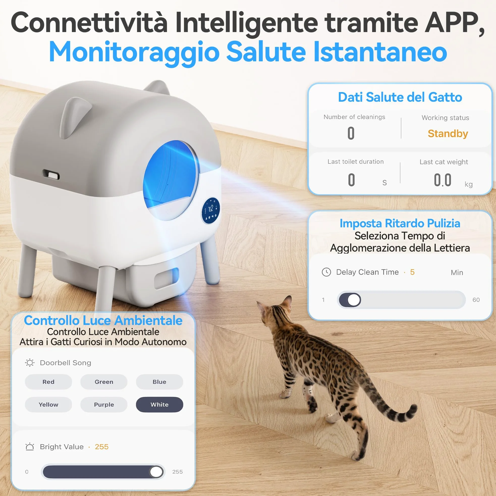 JUMMICO Lettiera autopulente per gatti XXL, grande capacità 90L+15L, controllo tramite app, pannello operativo, monitoraggio salute intelligente IA, lettiera per famiglie con più gatti