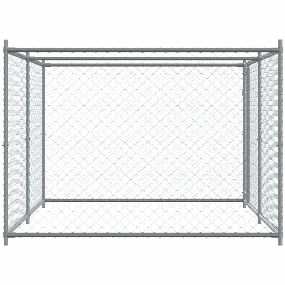 vidaXL Gabbia per Cani con Porta Grigia 4x2x1,5 m in Acciaio Zincato, cuccia per cani in acciaio, recinto per cani, cuccia per cani da esterno