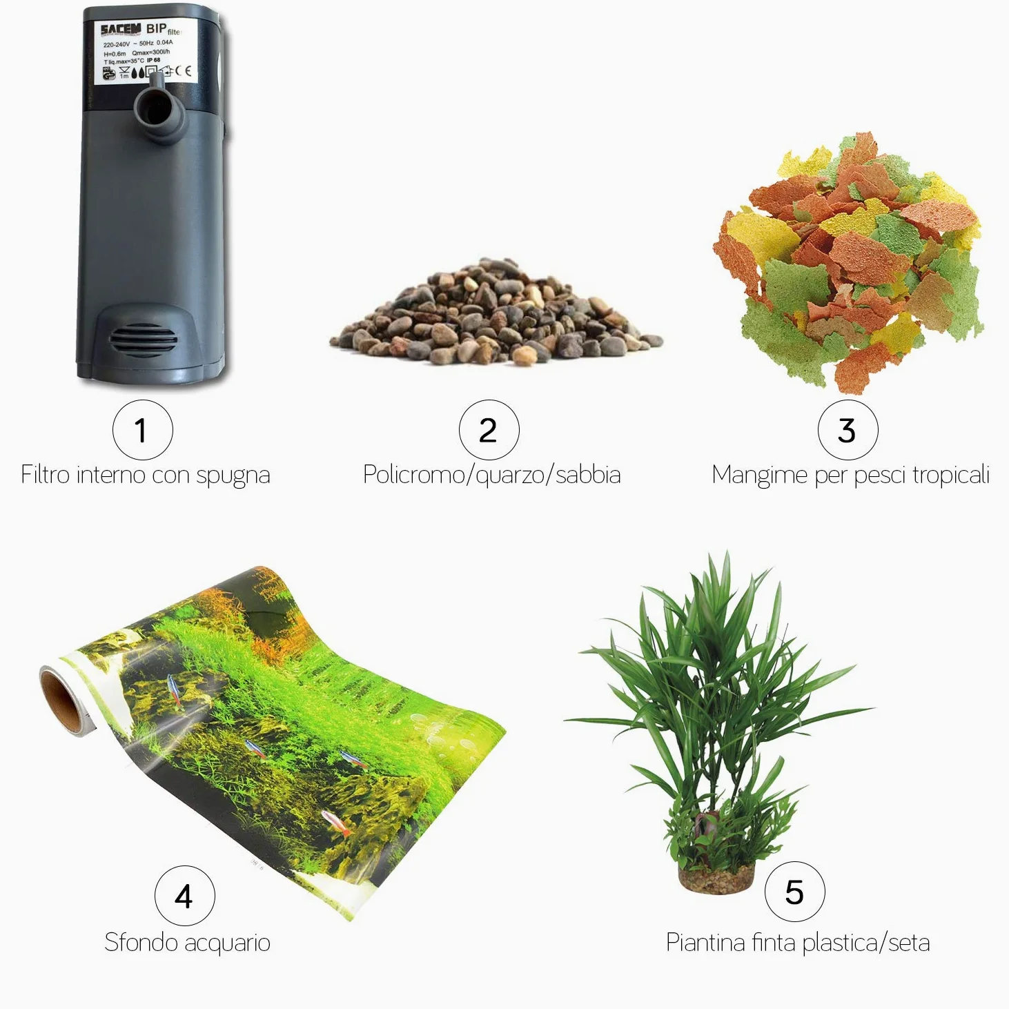 AQPET One Mini Acquario in Vetro Colore Nero 20 Litri Completo di Accessori 36x22x26h