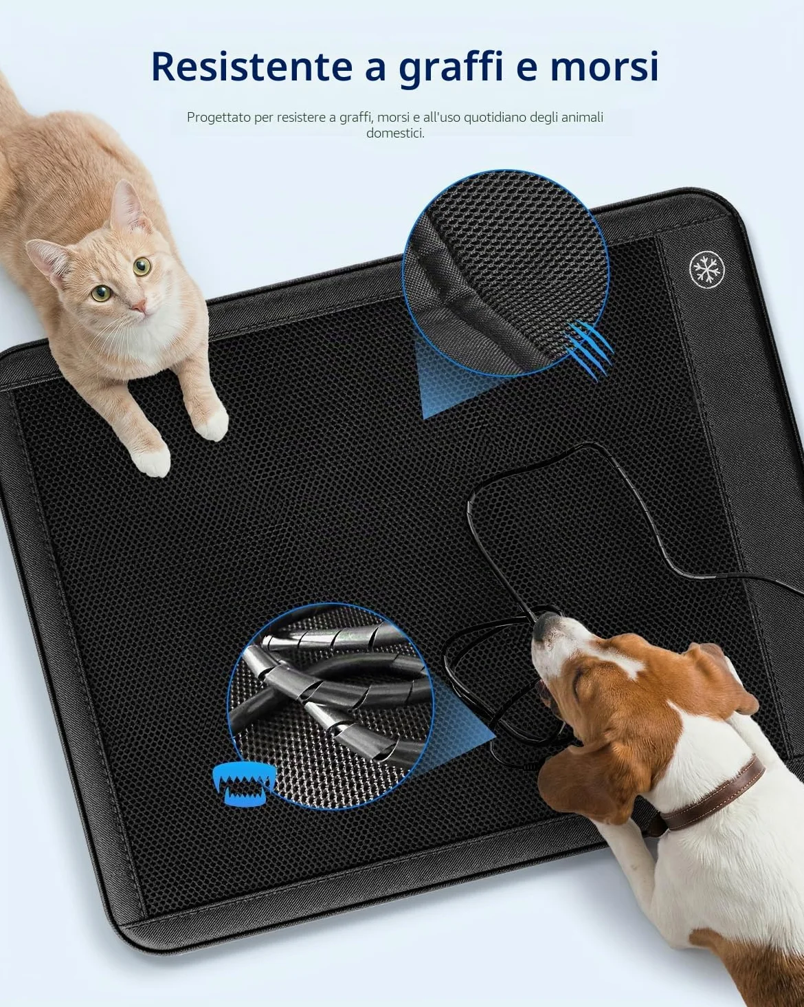 Tappetino refrigerante elettrico per cani, 76,2 x 61 cm, tappetino di raffreddamento per animali domestici per interni per cani e gatti, 3 livelli di raffreddamento, funzionamento ultra silenzioso