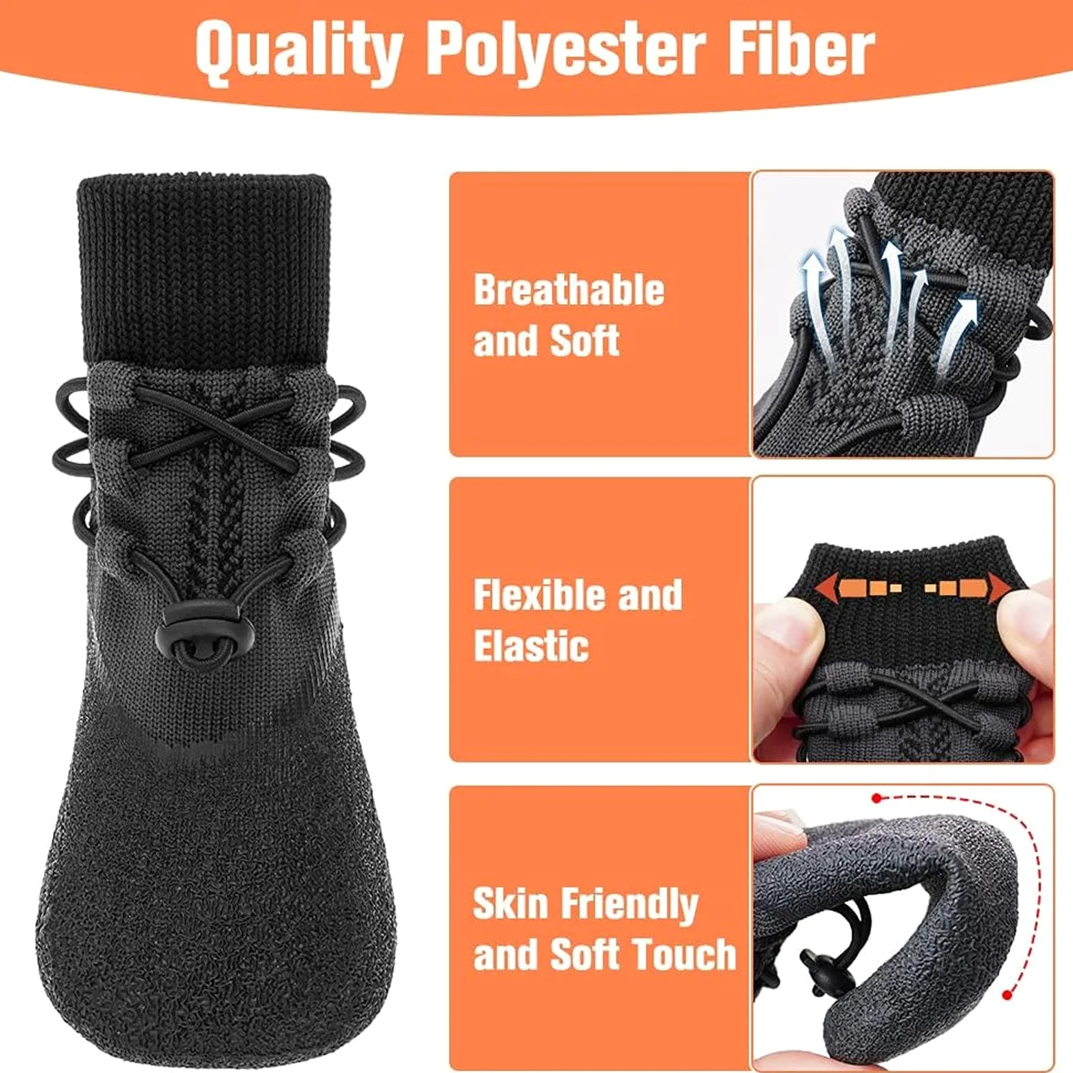 4 Paia di Calzini Antiscivolo per Cani, Calzini Regolabili con Lacci per Pavimenti in Legno, Calzini Impermeabili per Cani di Piccola, Media E Grande Taglia,L