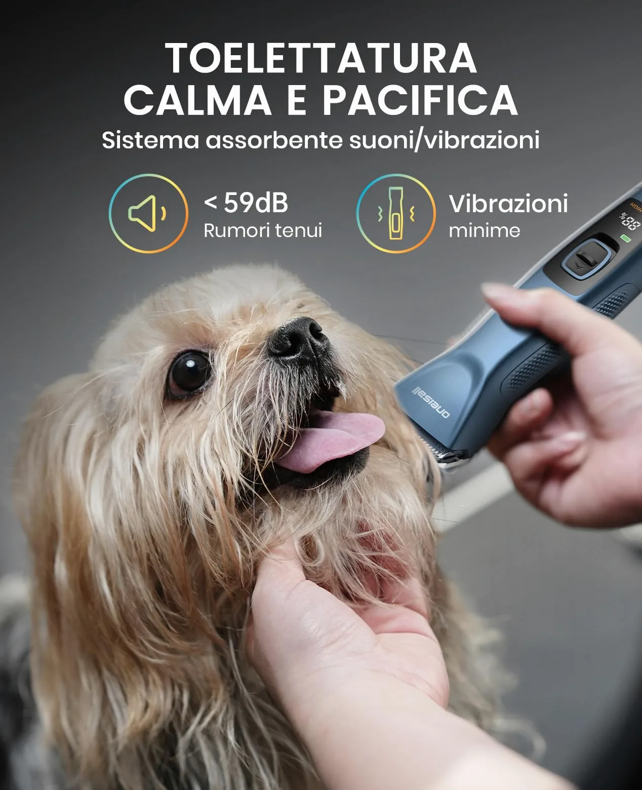 oneisall Tosatrice per Cani pelo lungo professionale, Tosatore Rasoio, 2 Livelli da Tosatrici Elettriche per cani/Gatti, Con batteria rimovibile e pettine in acciaio carbonizzato