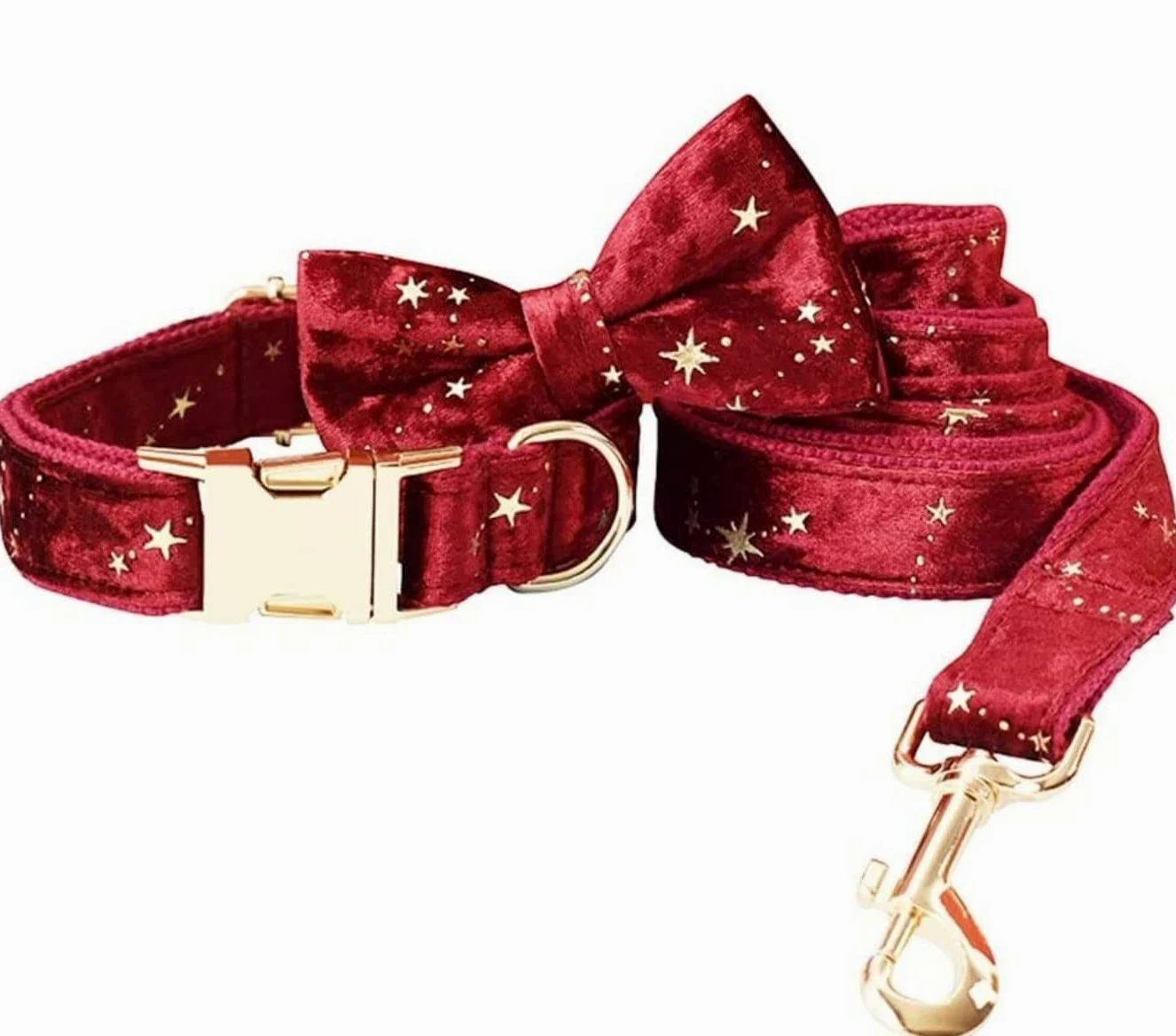Morbido Guinzaglio Per Cani Collare Per Cani Personalizzato Generico E Guinzaglio Per Animali Domestici In Velluto Rosso Natalizio Con Stelle Dorate Antiscivolo Flexi(33-51cm)