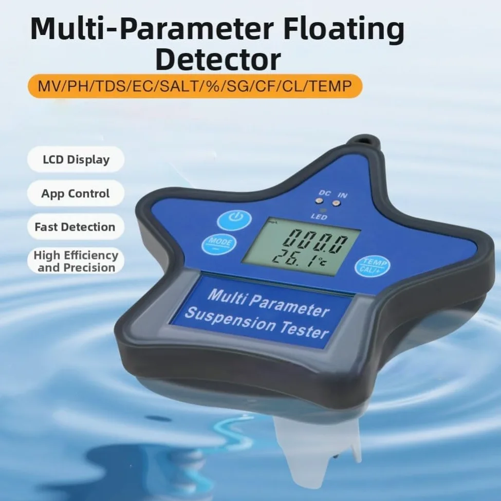 Monitoraggio della qualità dell'acqua galleggiante, misuratore di ossigeno disciolto per acquari, stagni, idroponica con LCD retroilluminato