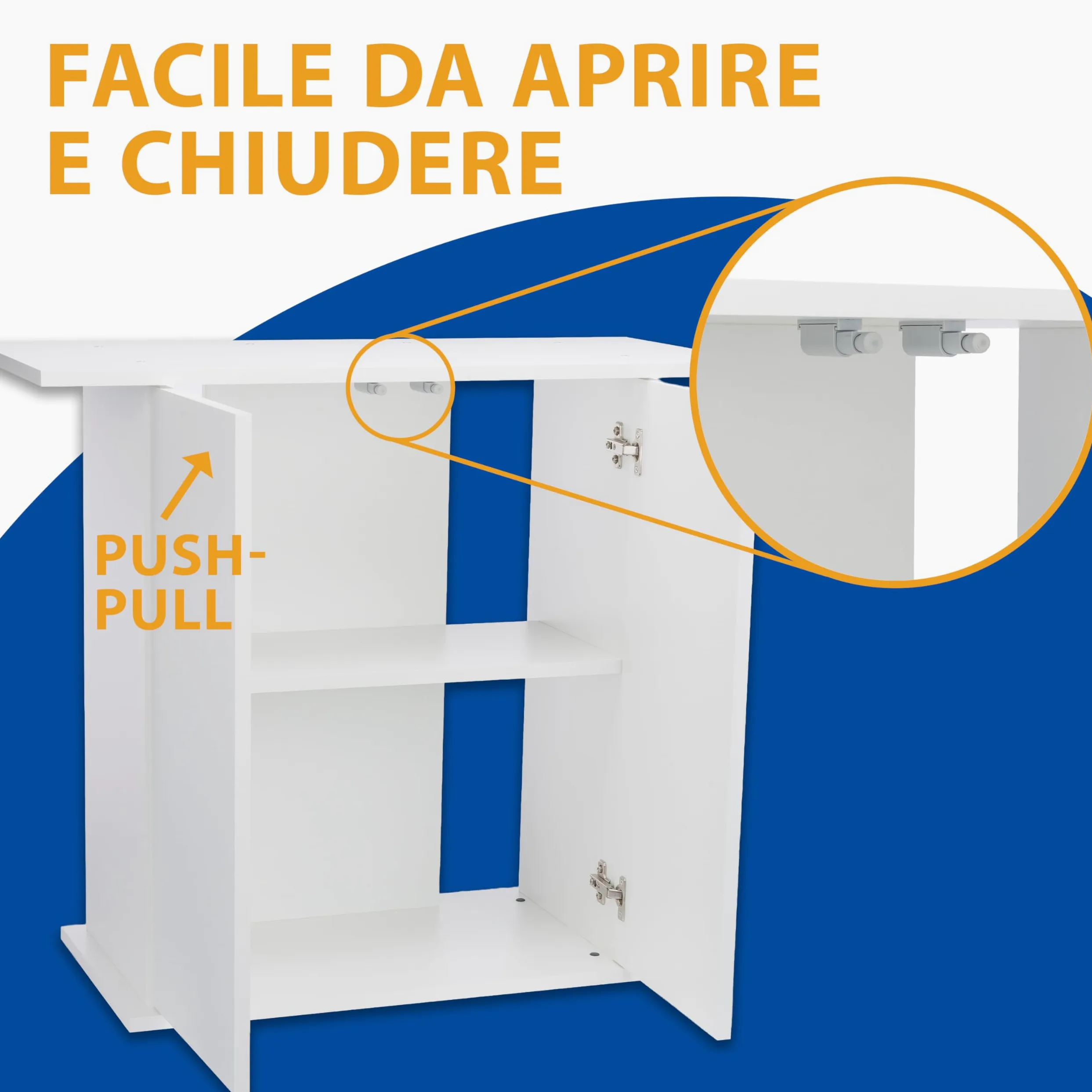 Ferplast Mobile supporto per acquario STAND DUBAI 80 con ante e ripiano, Piedini regolabili, Piano resistente all'acqua, 81 x 36 x h 73 cm, Legno Bianco