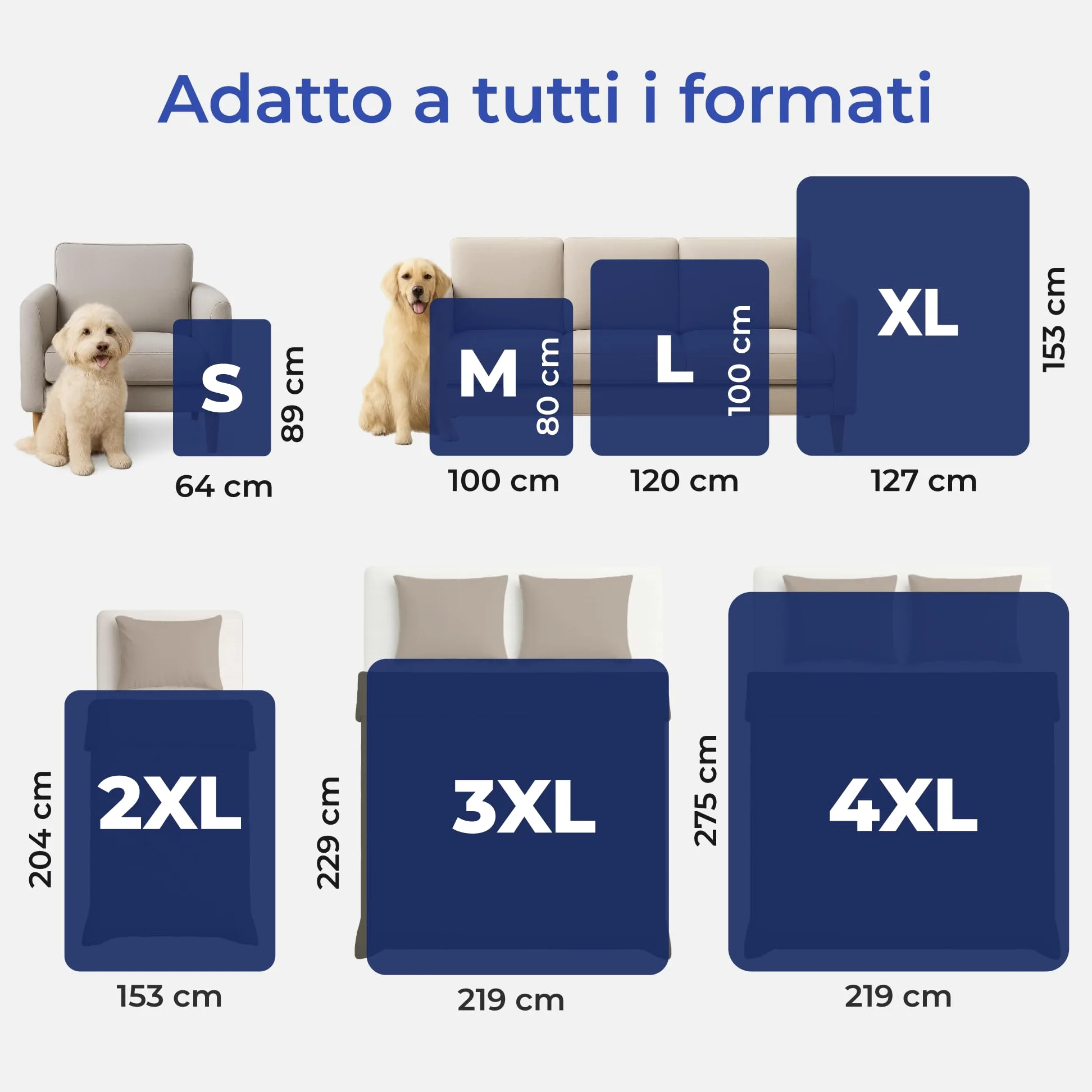 Dreamzie - Coperta Impermeabile per Cani 152x203 cm - Copridivano Reversibile Lavabile in Pile Sherpa -Telo Impermeabile per Letto o Divano - Copriletto - Blu Marino