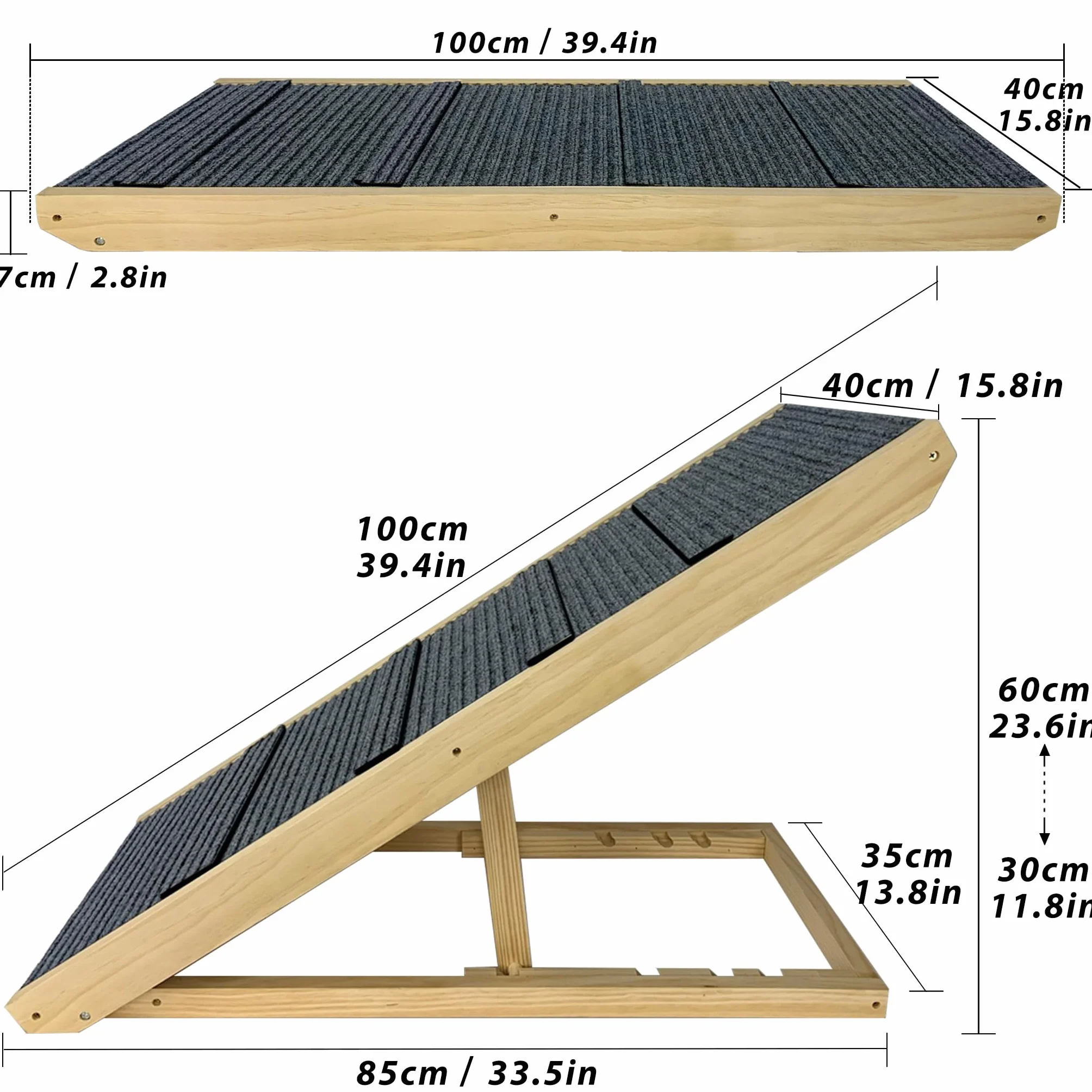 Aufun cane rampa cane scale auto pieghevole per gatti grandi e piccoli cani, cane rampa antiscivolo, piattaforma di atterraggio si collega senza soluzione di continuità, fino a 100 kg