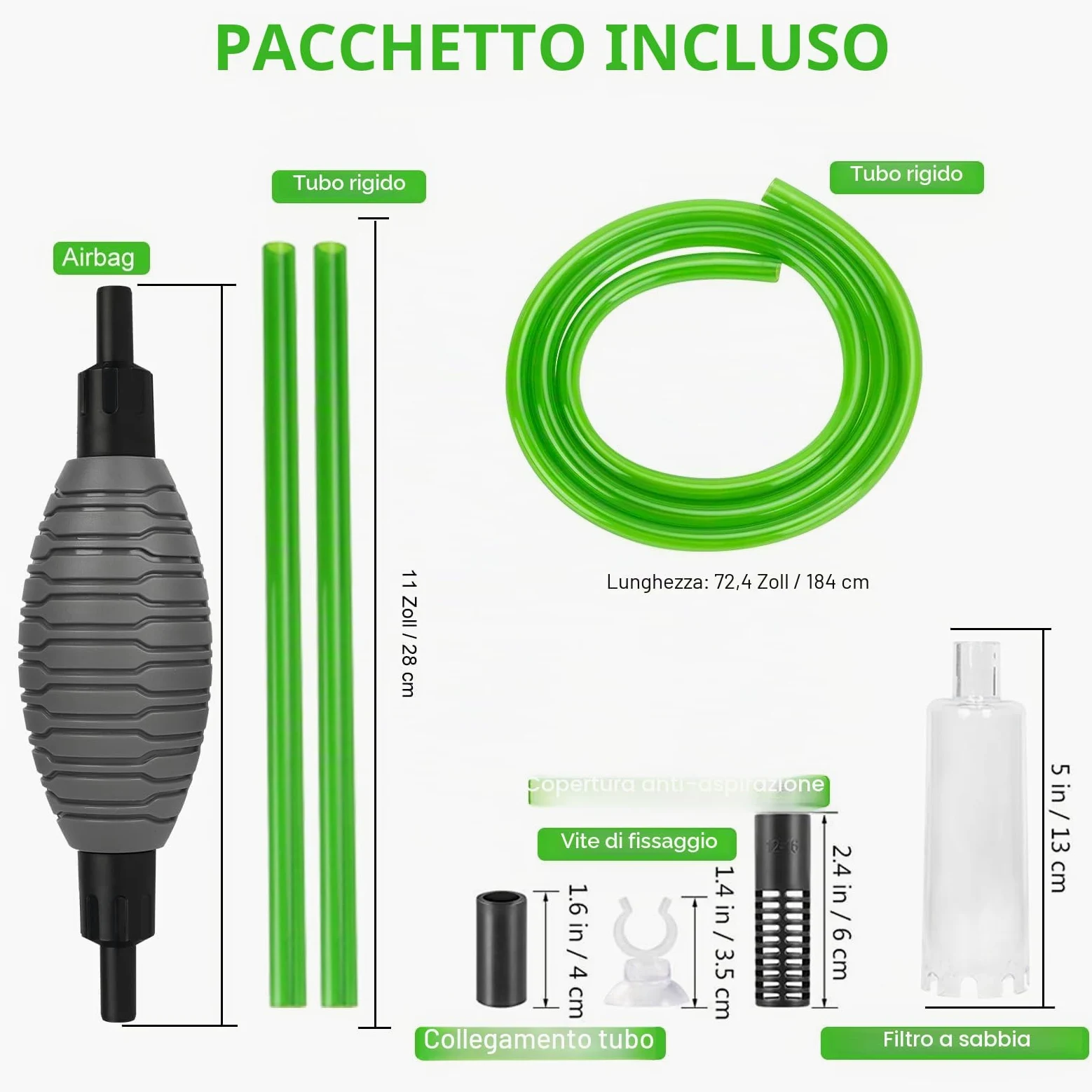Cambio d'Acqua per Acquario, Detergente per Ghiaia per acquari Kit con sifone, vestito per il cambio dell'acqua dell'acquario e la pulizia della sabbia dell'acquario