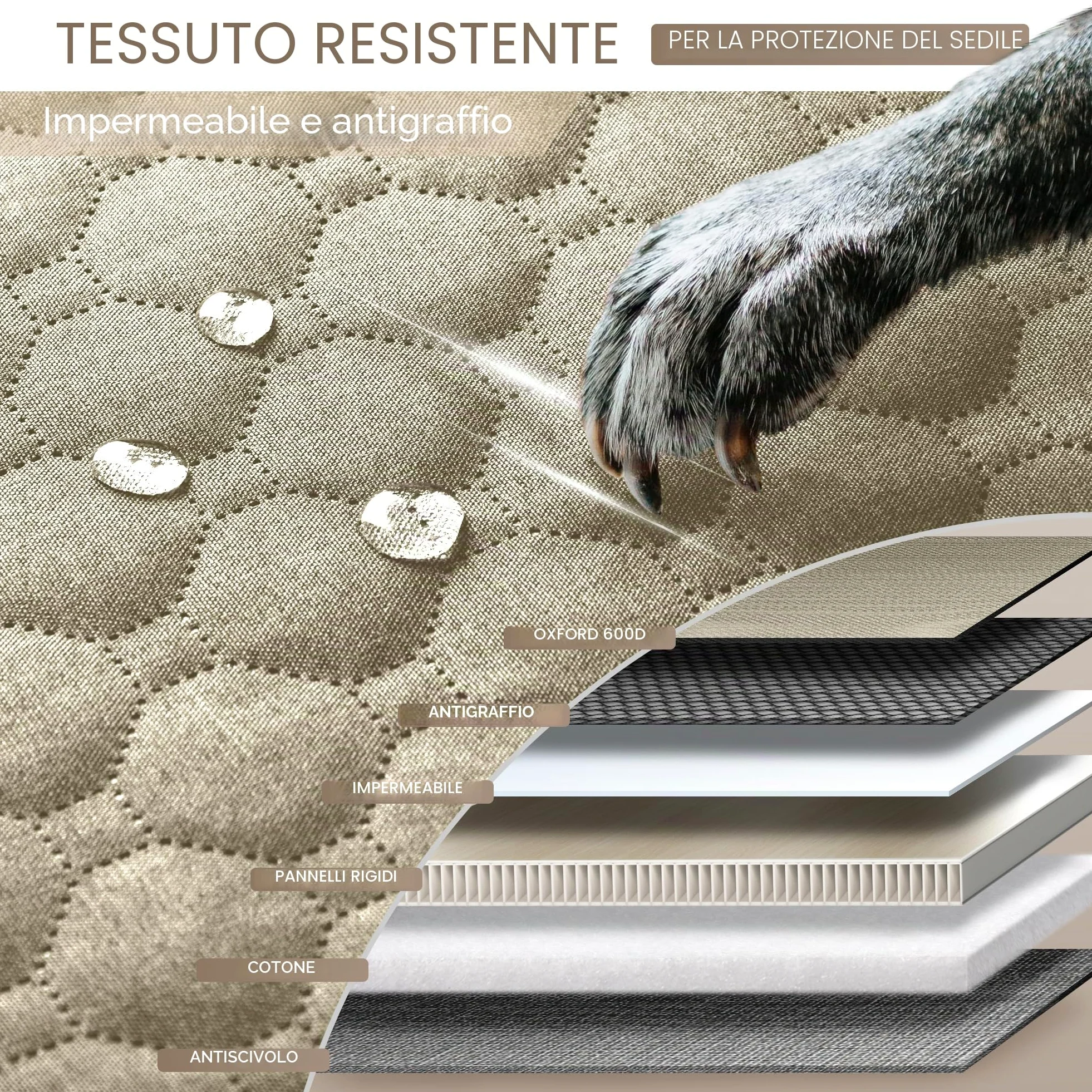 Estensore per sedile posteriore per cani, coprisedile per auto per cani resistente per sedile posteriore e masticatore aggressivo, grande copertura per sedile auto con fondo rigido per cani, amaca per