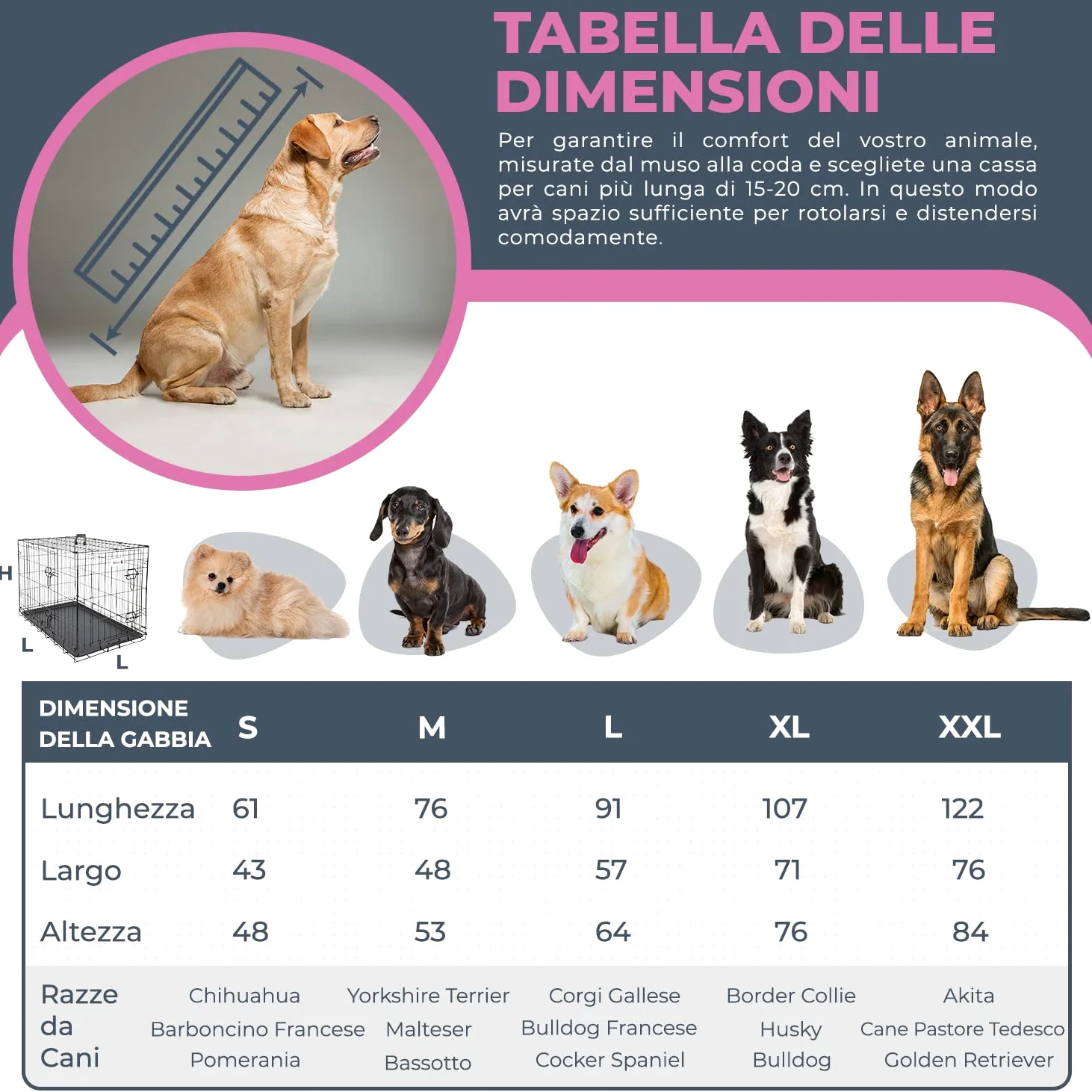 MaxxPet Gabbia Per Cane - Gabbia Cani - Con 2 Porte d’Ingresso - Pieghevole e Trasportabile - Kennel Cane Grande - Incl. cuscino per cane e ciotola - 76x48x53 cm - Nero