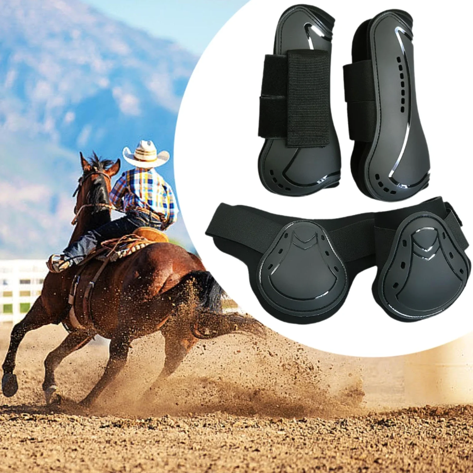 Colcolo 4 Pezzi paratendini per Cavalli avvolge PU Shell Neoprene parastinchi per Cavalli per Zampe Anteriori e Posteriori Protezione Ingranaggi per, M