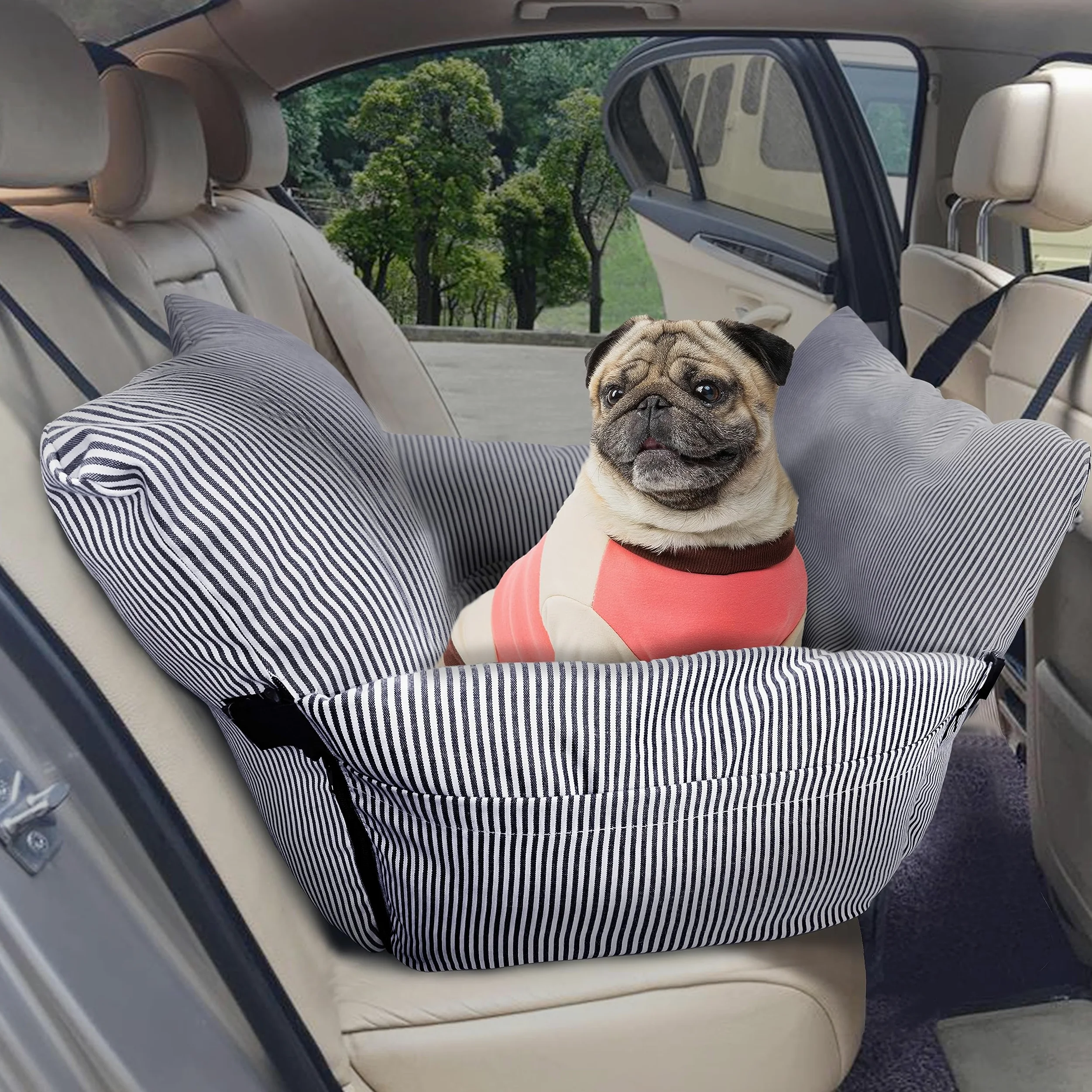 Johnear Seggiolino auto per cani medi 2 in 1 letto per cani con 2 tasche, adatto fino a 30 kg per animali domestici, borsa per il trasporto con guinzaglio di sicurezza
