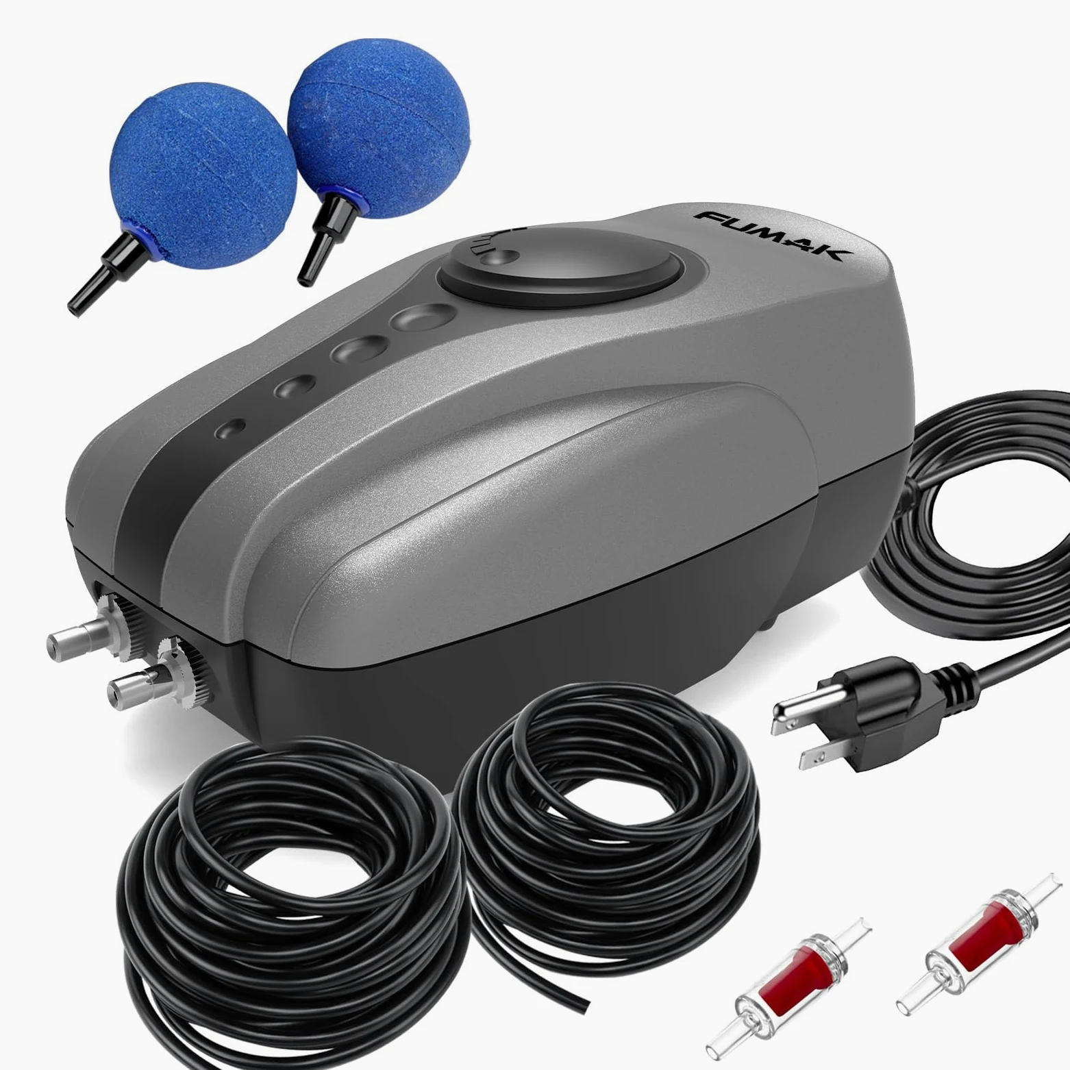 Aeratore per laghetti all-in-one per laghetti esterni fino a 3000 litri, portata regolabile, kit di ventilazione per laghetti con tubi per aviazione, valvole di ritegno