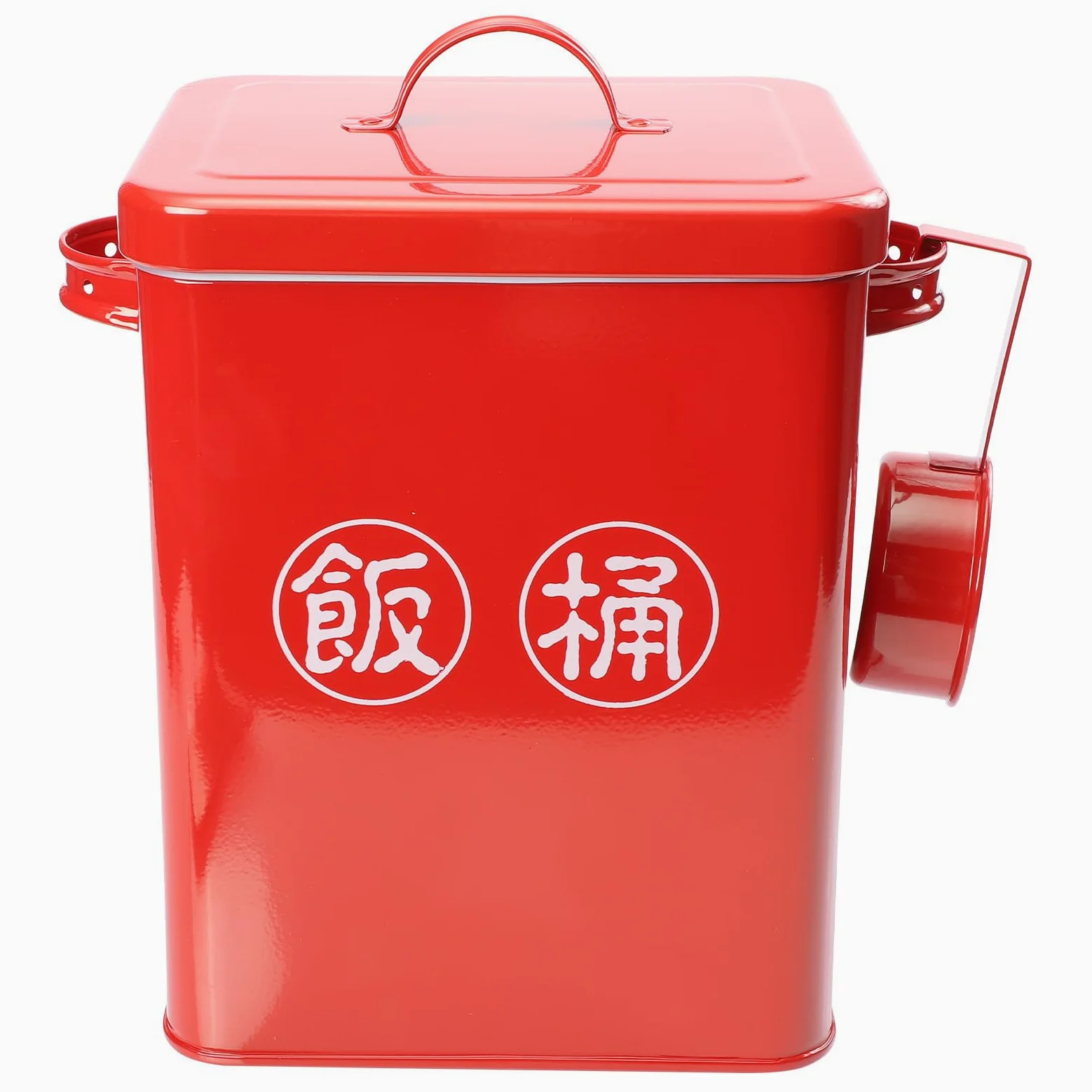 Secchio per Cibo per Animali Domestici Rosso, Grande Capacità, Acciaio | Grains e Dog Food, Uso Domestico, Include Spoons, Facile da Pulire
