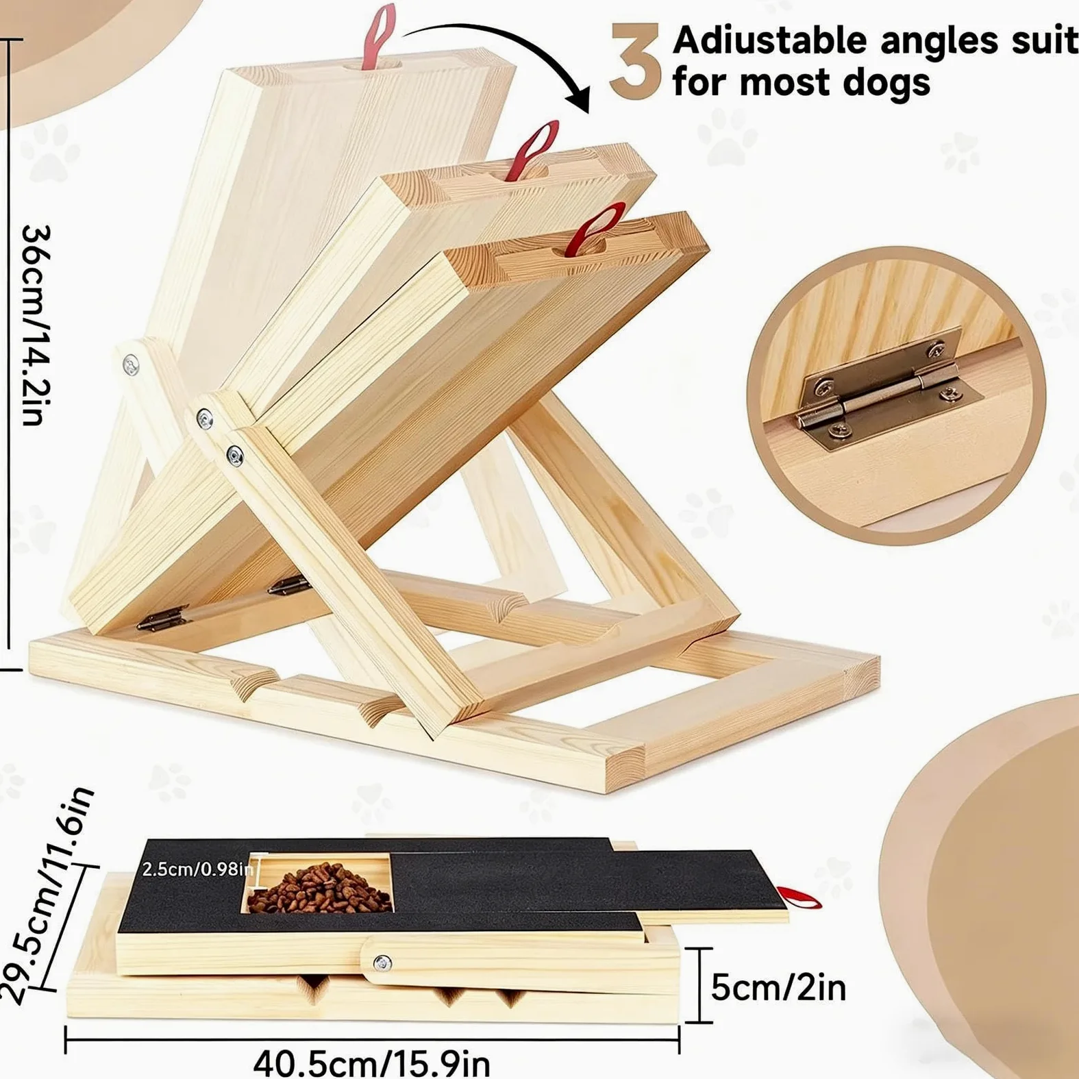 Tavoletta Abrasiva Unghie Cane Limatore per unghie in legno | Tappetino Abrasivo Unghie Cane Con Cassetto Snack per Taglie Piccole Medie Grandi Cuccioli Angolo Addestramento Interattivo
