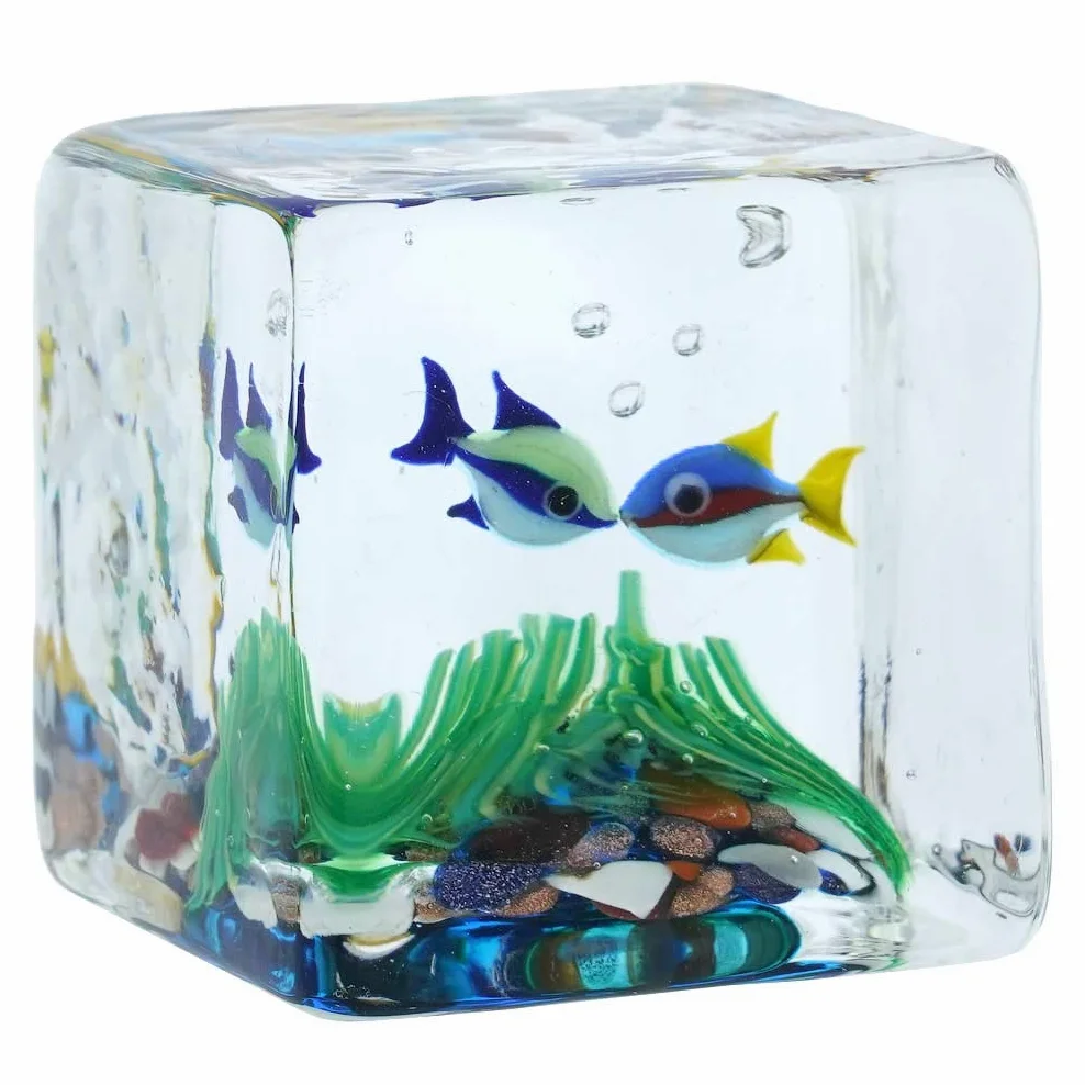 GlassOfVenice - Cubo per acquario in vetro di Murano con pesci tropicali