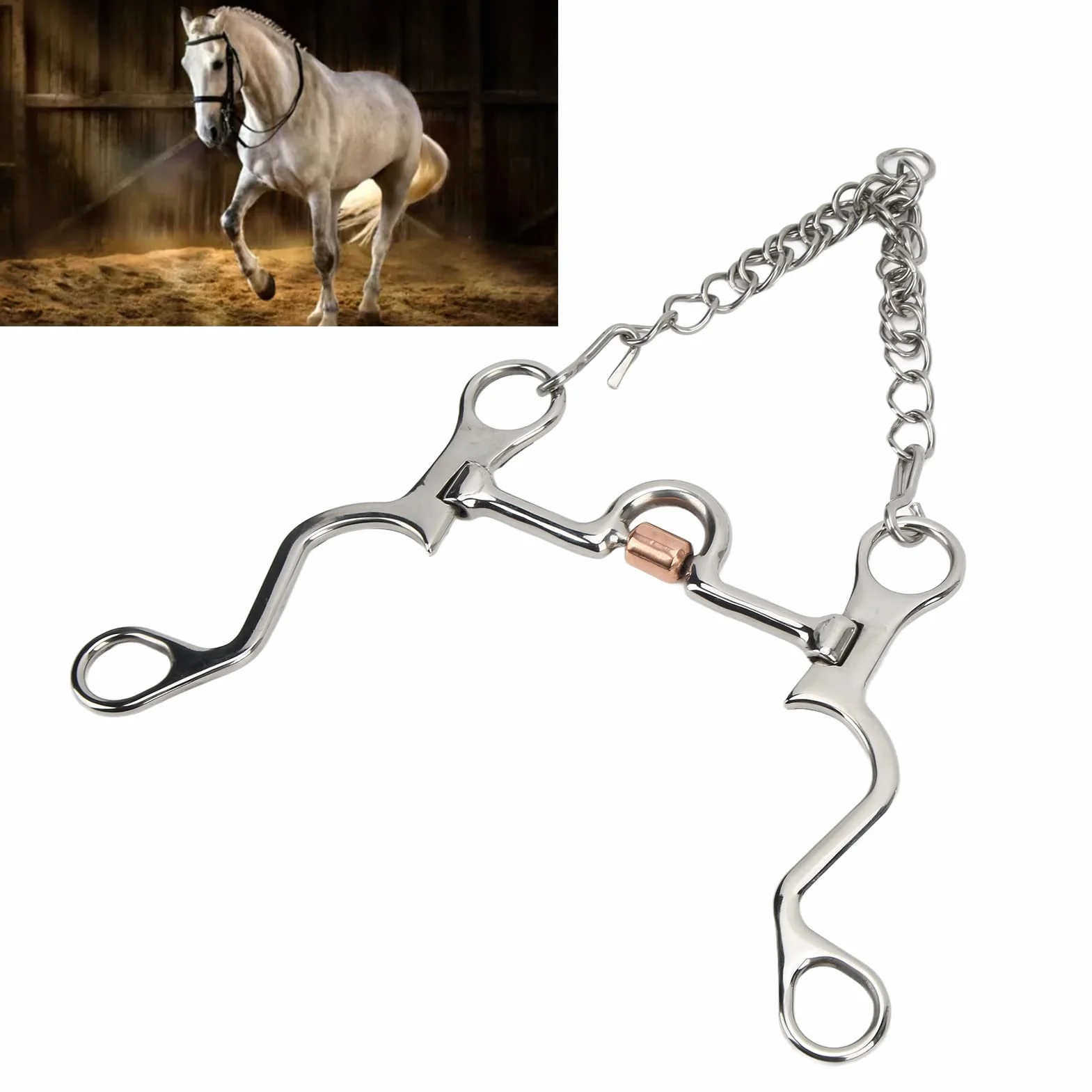 Tnfeeon Morso per Cavallo, Morso Pelham in Acciaio Inossidabile per Equitazione (130 MM)