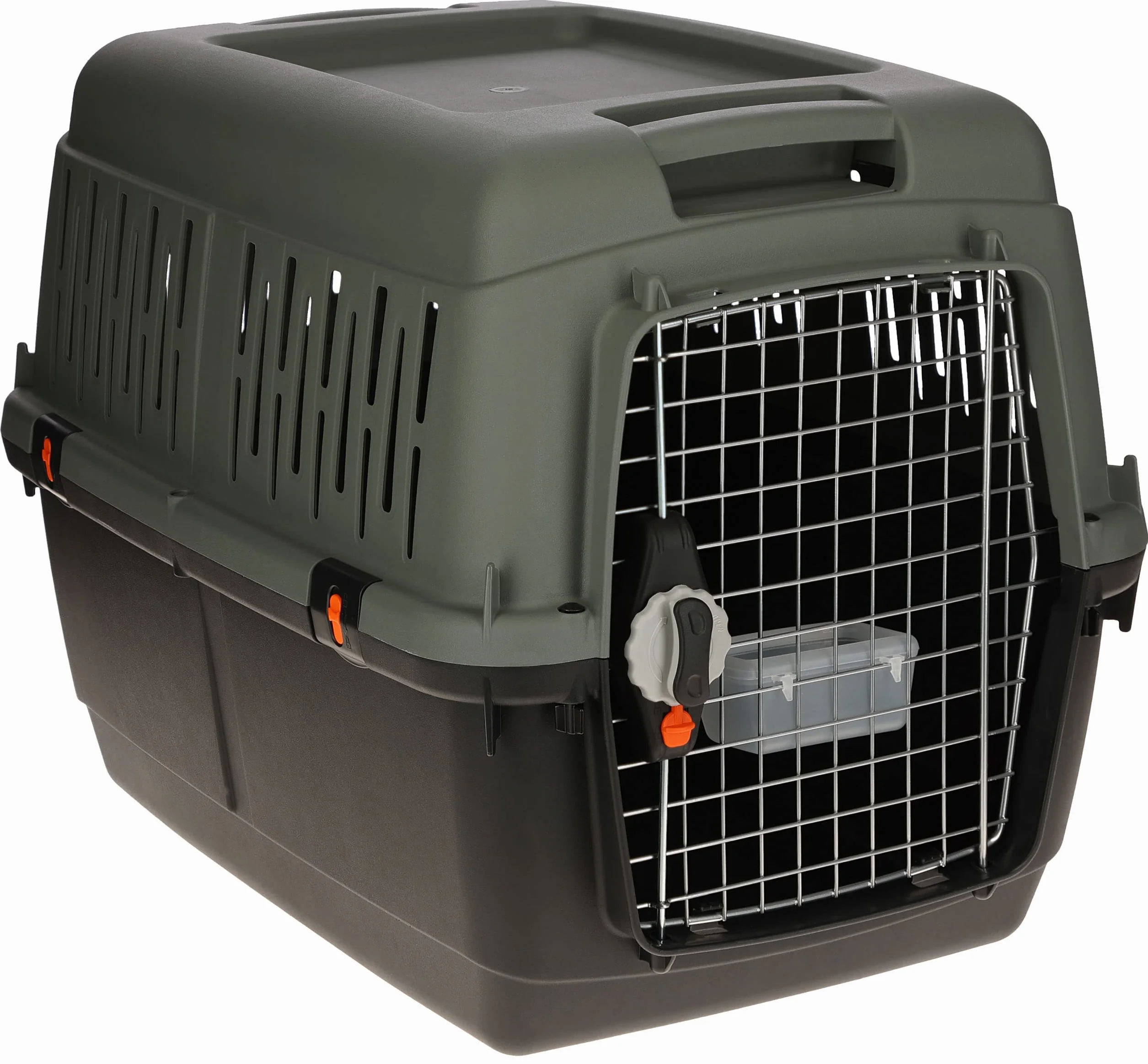 Kerbl Pet scatola di trasporto Eco, per cani, antracite/grigio-verde, 70x50x51,5 cm, plastica, 8-25 kg, adatto ai cani, adatto ai viaggi aerei, con porta in metallo