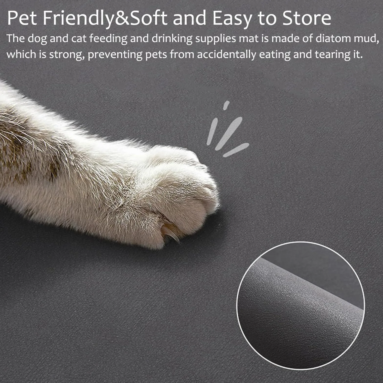 Hixingo Tappetino Ciotola per Cane e Gatto Assorbente, Tappetino Sottociotola per Gatti e Cani Grande Tappetini Lavabile in Diatomite Impermeabile e Antiscivolo (grigio chiaro,80 * 120cm)