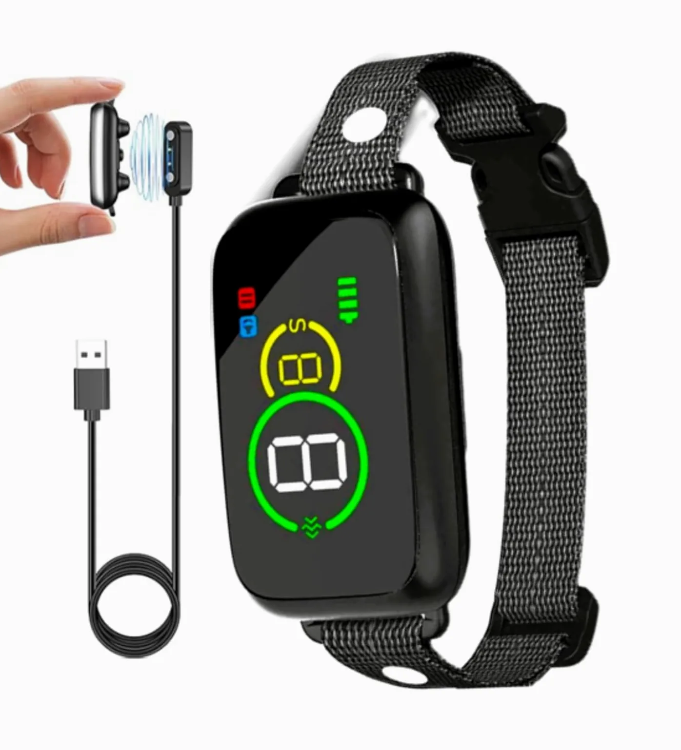 Collare Antiabbaio per Cani, Collare Intelligente con 7 Livelli di Sensibilità, Vibrazione e Suono, Adatto a Cani di Piccola, Media e Grande Taglia.