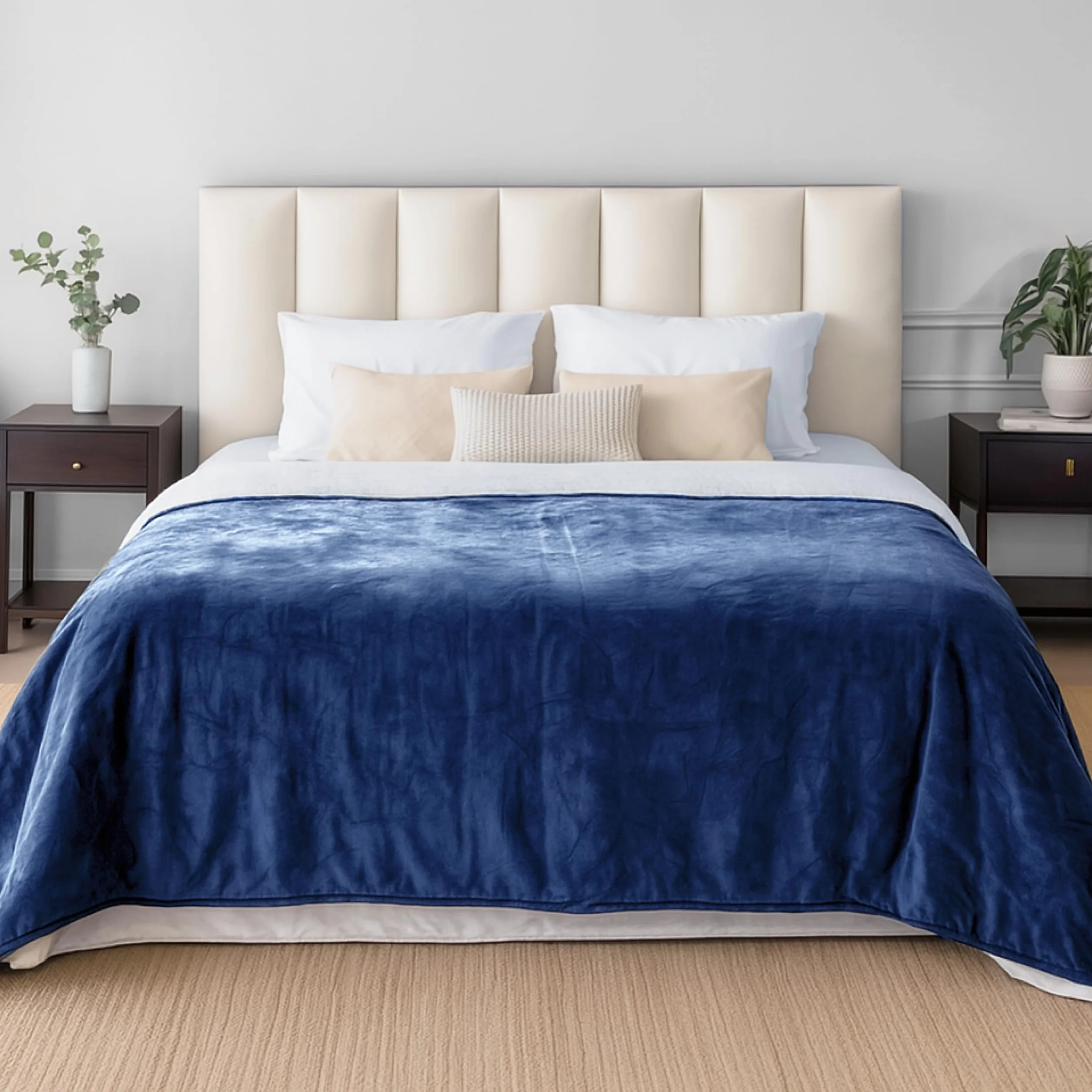 Dreamzie - Coperta Impermeabile per Cani 152x203 cm - Copridivano Reversibile Lavabile in Pile Sherpa -Telo Impermeabile per Letto o Divano - Copriletto - Blu Marino