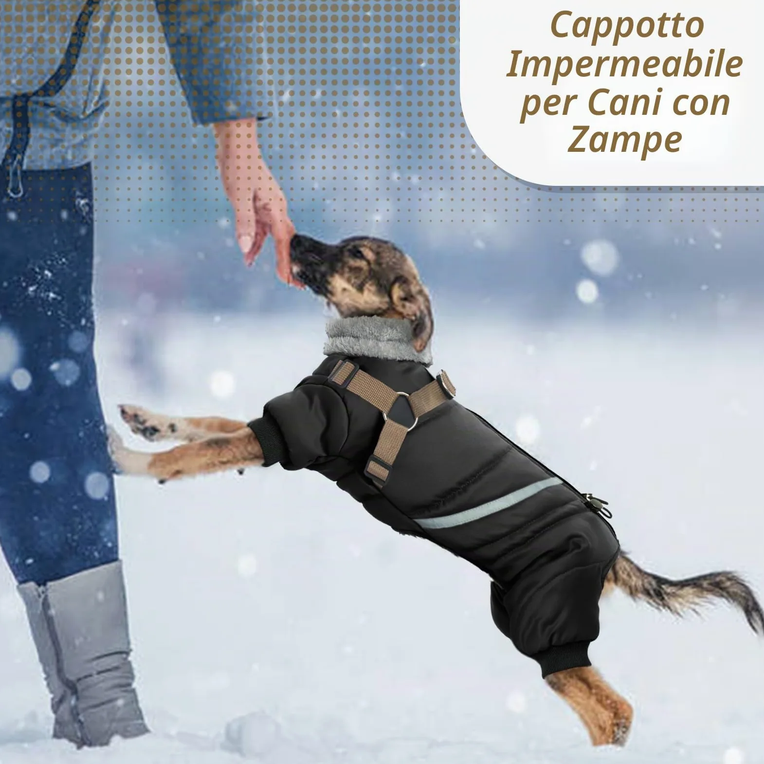 Cappotto Cane, Cappotti Per Cani Impermeabili Con Imbracatura, Cappottino Cane Taglia Piccola Media Grande, Vestiti Per Cani, Cappottino Imbottito Per Cane, Giubbotto Cane Antivento S-Xl