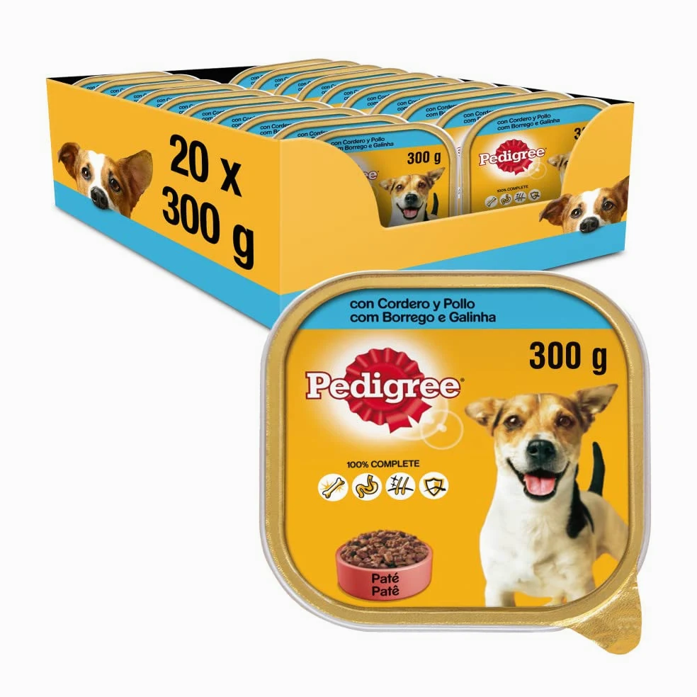 Pedigree Humid Food Tariffa per cani adulti, agnello e gusto di pollo (confezione da 20 x 300g)
