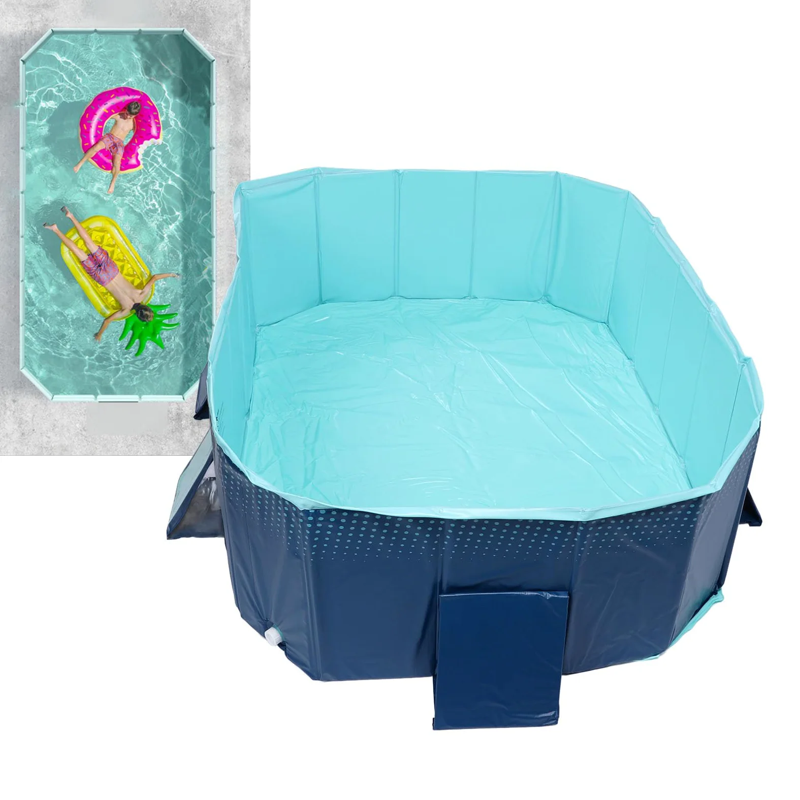 Piscina pieghevole per cani, piscina portatile in plastica rigida per cani e gatti, vasca da bagno all'aperto per animali domestici, dimensioni 1,85 m, facile da usare e riporre