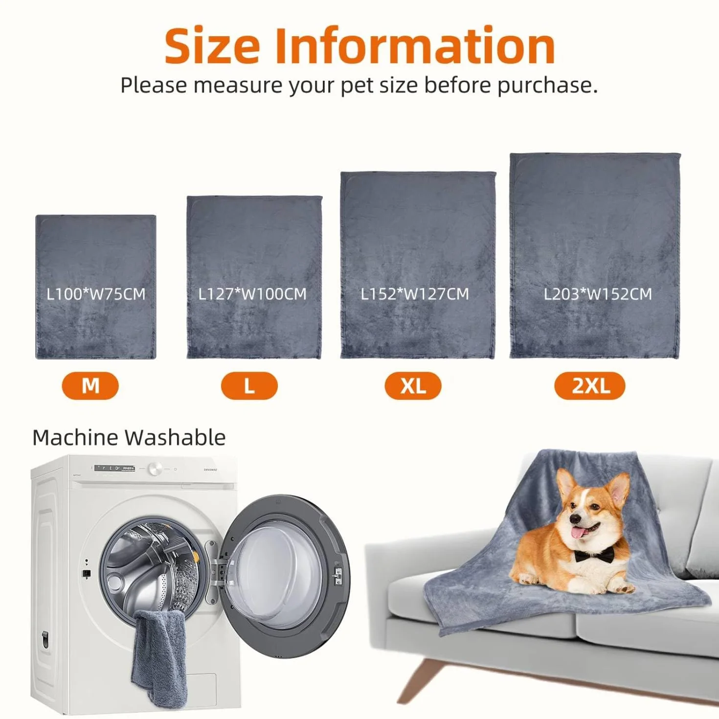 Nobleza Coperta Impermeabile per Cani, XXL 203 x 152cm Coperta Morbida e Soffice per Cane, Lavatrice, Reversibile Protettore per Divano, Grigio