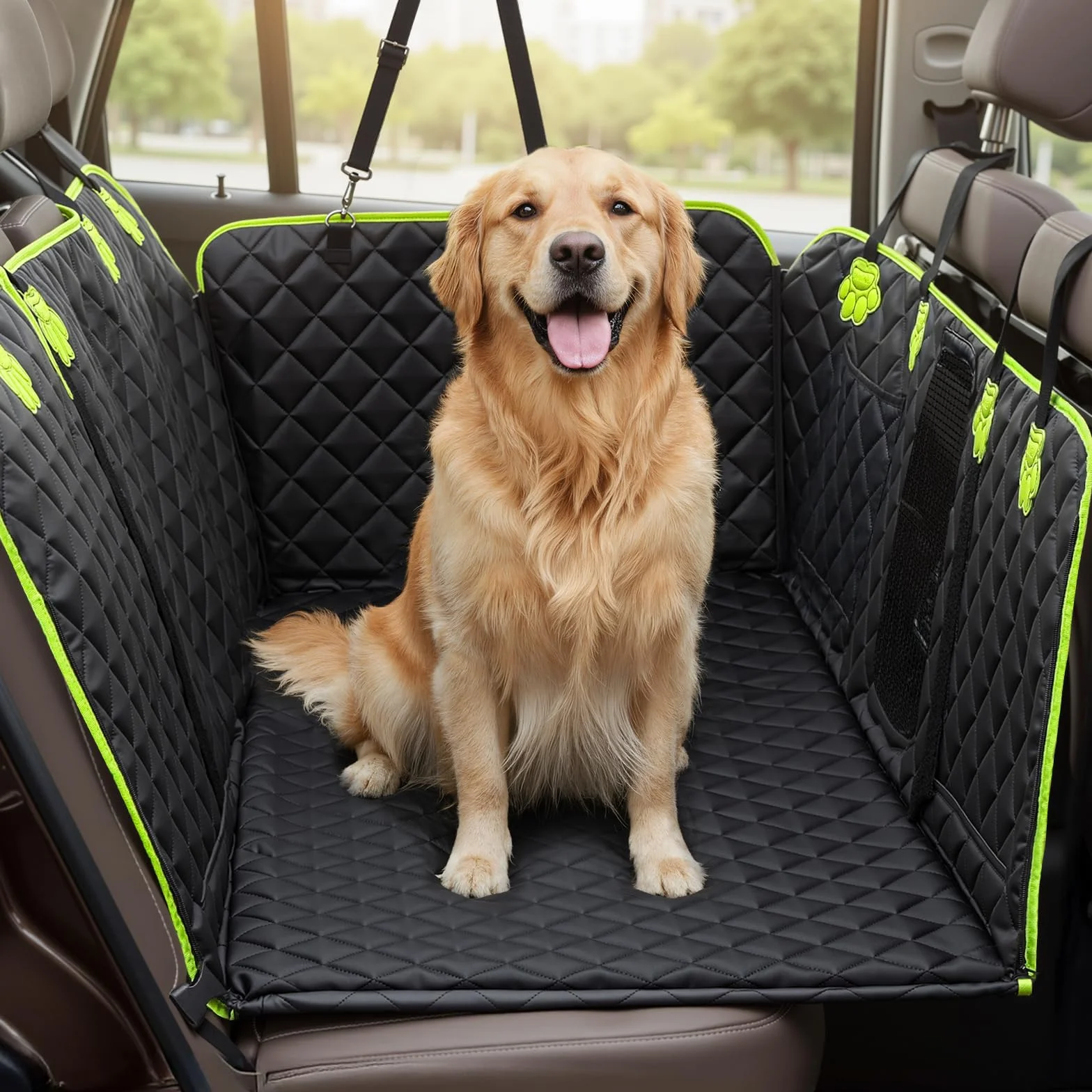 Pecute Coprisedile Auto per Cani 2 in 1, Impermeabile e Anti-Graffio con Base Rinforzata 150kg, per Viaggi e Usi Quotidiani