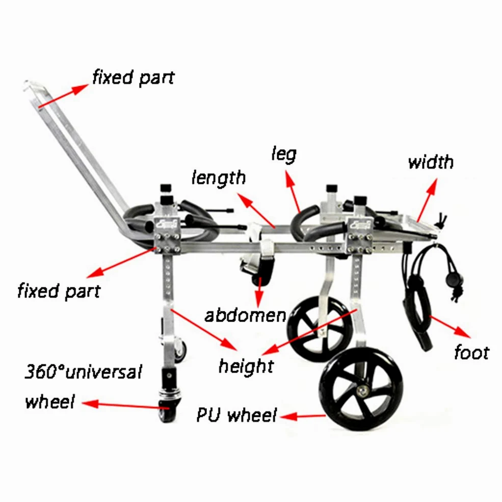Carrellino Regolabile Sedia a Rotelle per Cani Cane, Riabilitazione per Le Gambe Posteriori/Zampa Anteriore, Adatto Disabili Piedi Gambe/Zampe Posteriori Riabilitazione, 15-75 kg