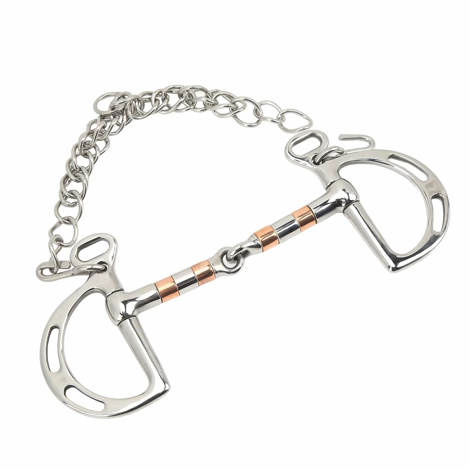 Filetto ad Anello a D per Cavallo, Morso per Cavallo in Acciaio Inossidabile con Catena in Rame, Filetto a Bocca di Cavallo da 125 mm, Design Resistente e Confortevole per Un